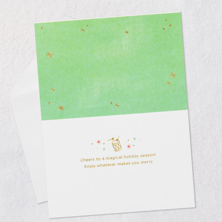 Gold Nutcrackers Red and Green Christmas Card Open card with envelope image number 3