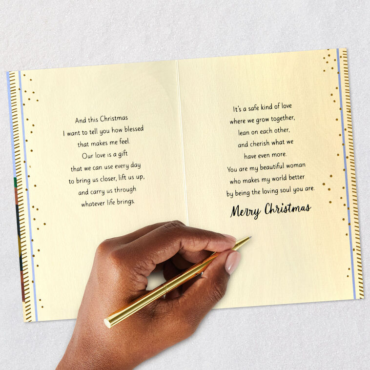 Black Couple Under Mistletoe Christmas Card for Wife Signing card image number 8
