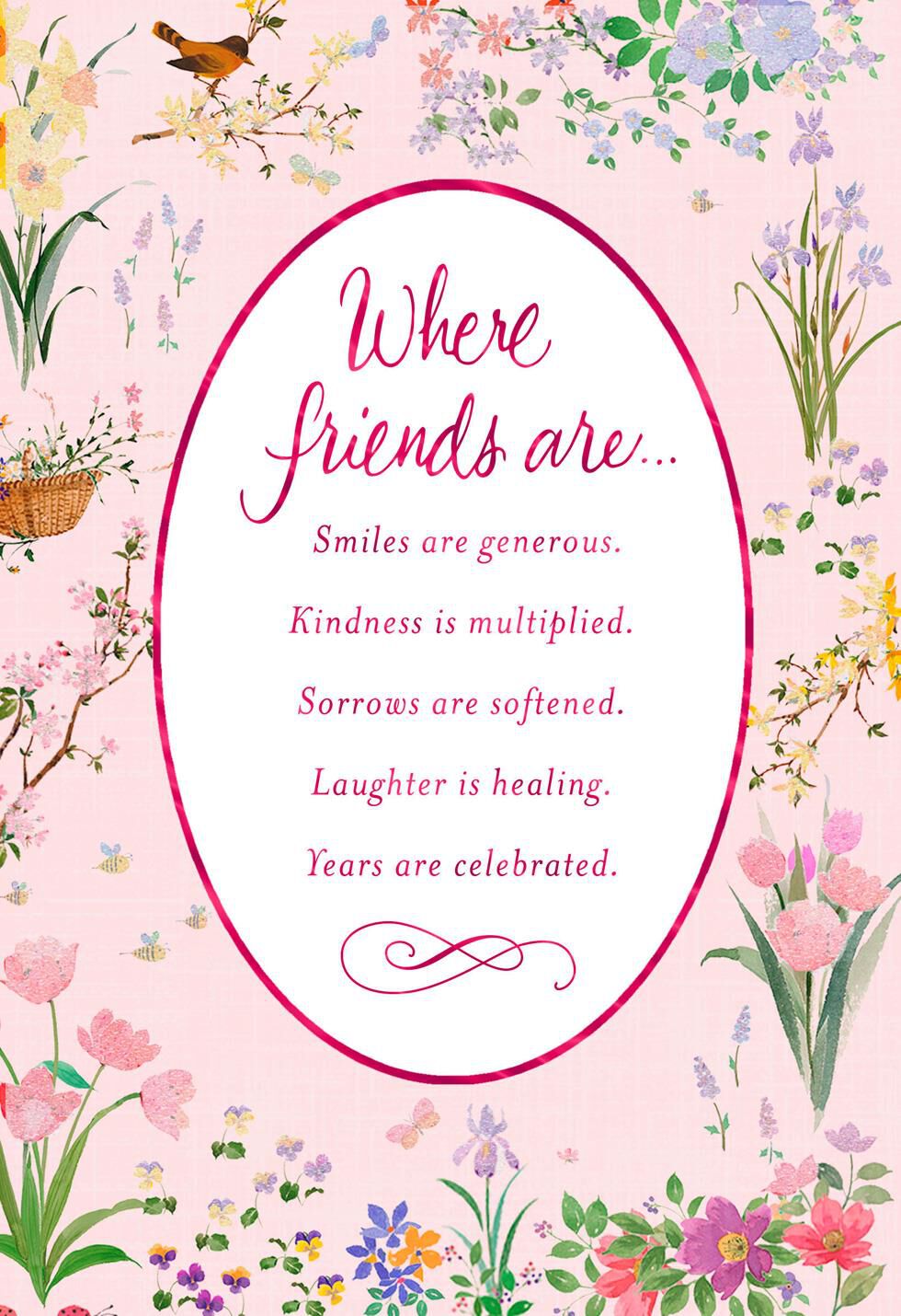 Floral Border Birthday Card for Friend - Greeting Cards - Hallmark