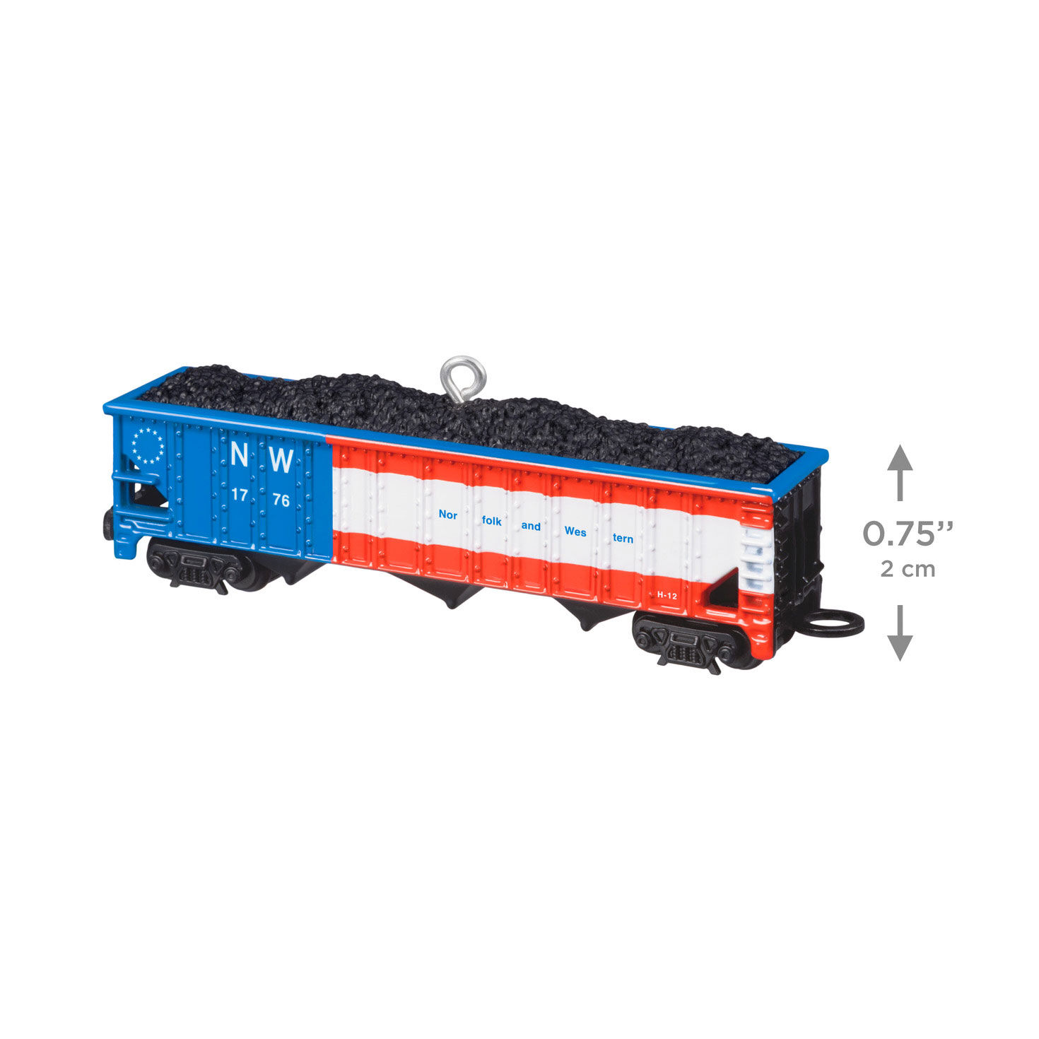 Red White Blue Train Coal Car Keepsake Ornament measurement image number 3