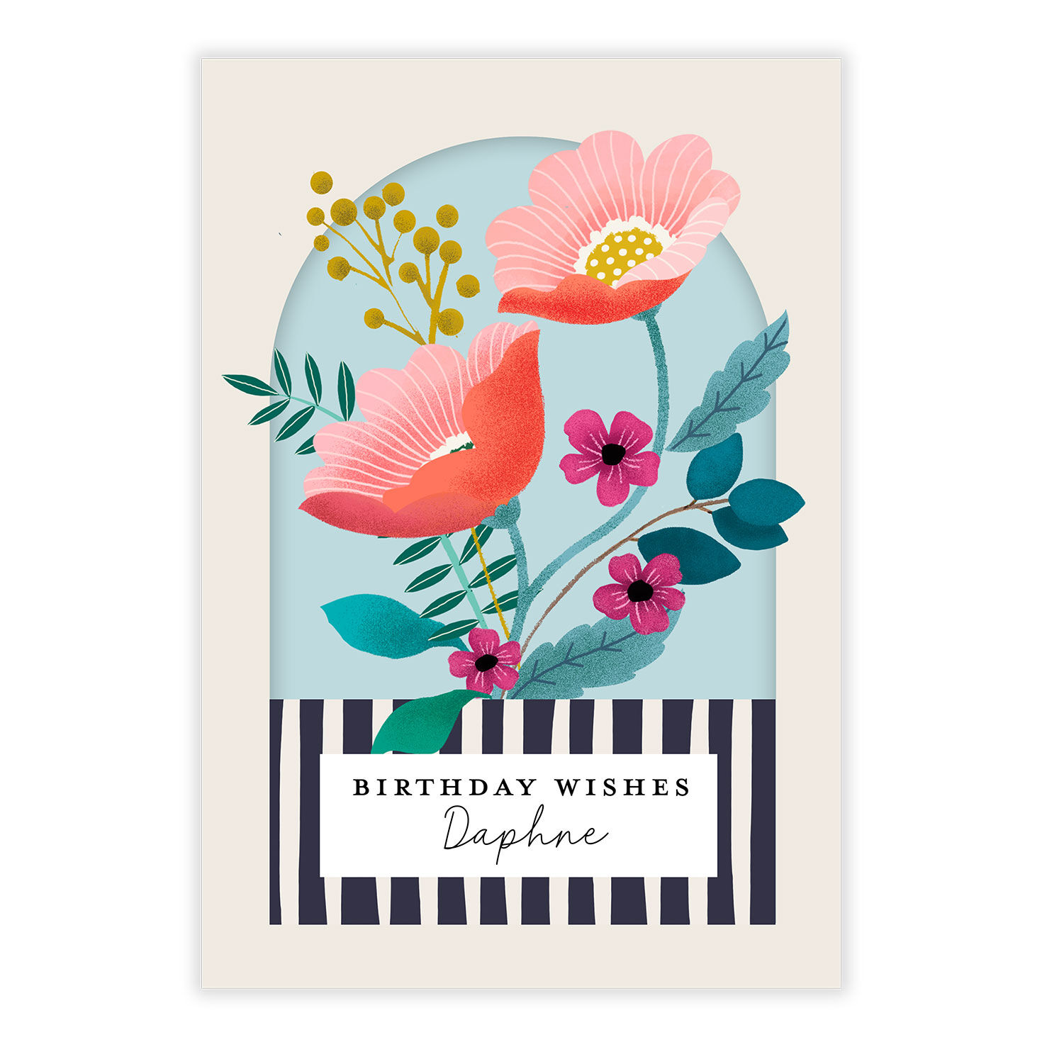 Pink Flowers in Arch Personalized Birthday Card front image number 2