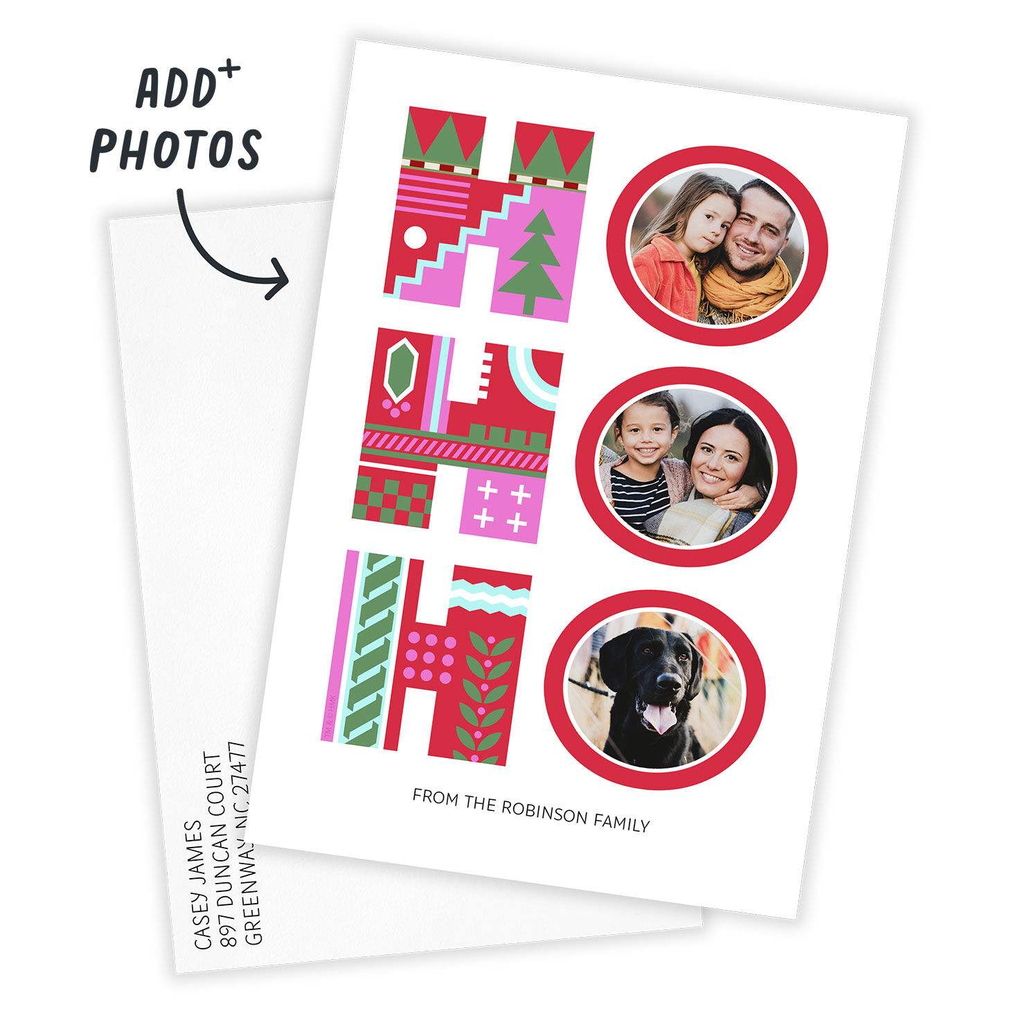 Ho, Ho, Ho Flat Christmas Photo Card, , large image number 2