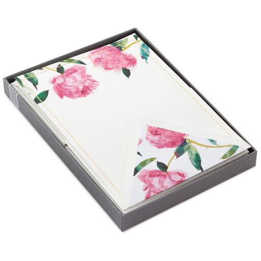 Pink Peonies Stationery Set, Box of 20, 