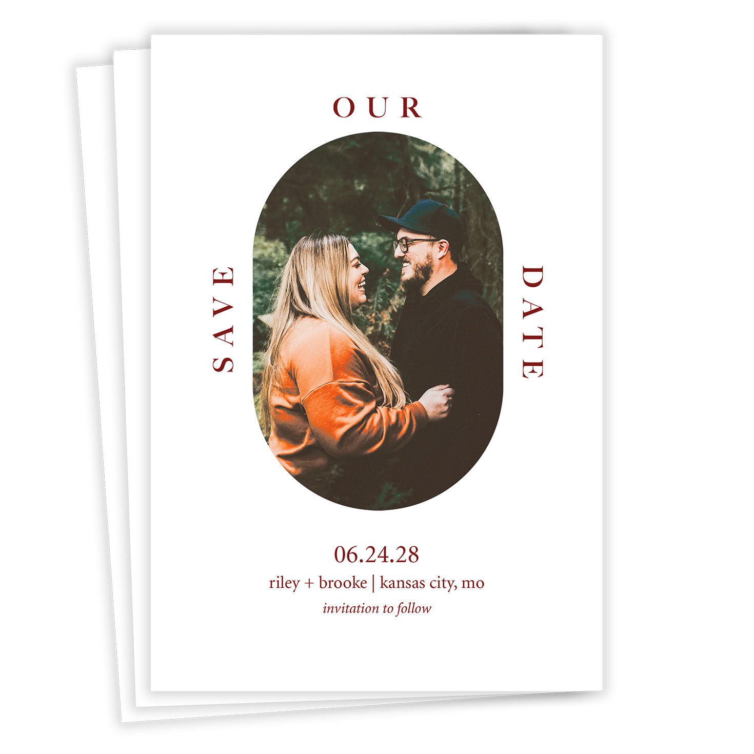 Hint of Crimson Flat Wedding Save the Date