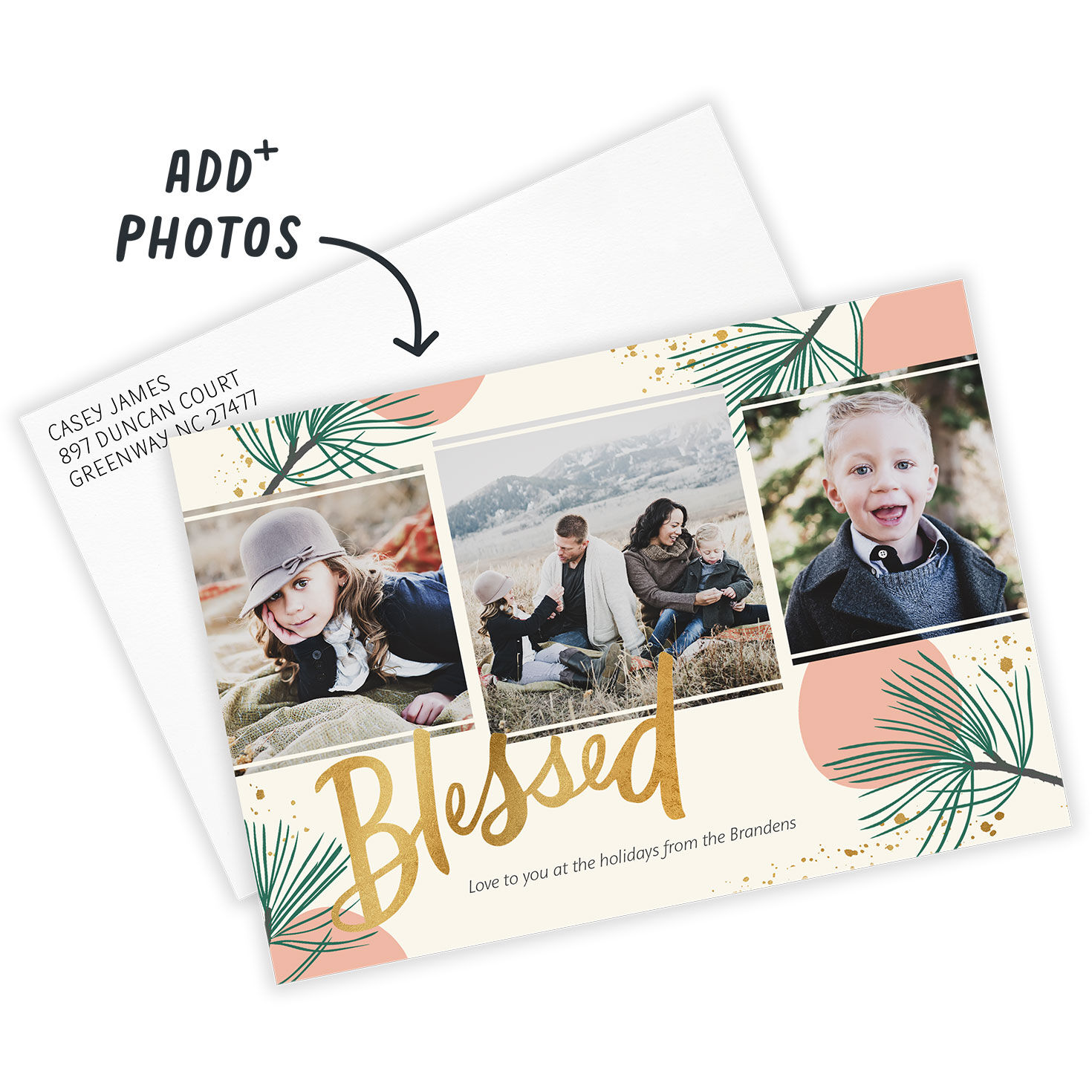 Blessed Yule Flat Christmas Photo Card, , large image number 2