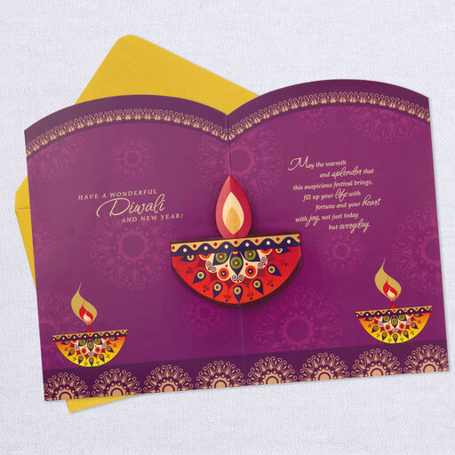 Diyas and Flower Mandalas Pop-Up Diwali Card, 