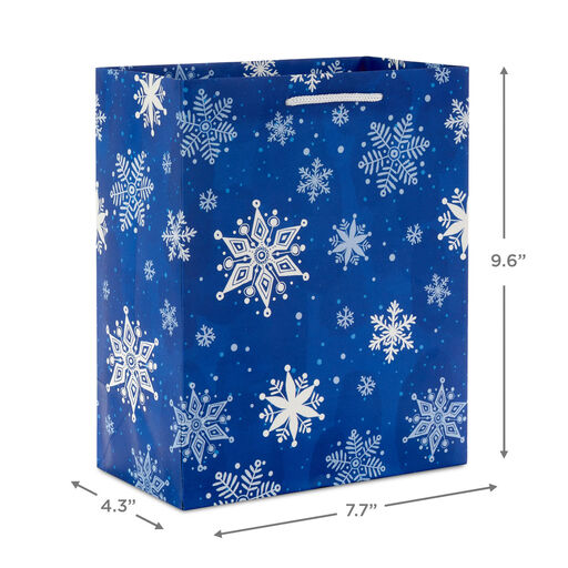 9.6" Medium Blue and White Winter Gift Bags 4-Pack Assortment, 