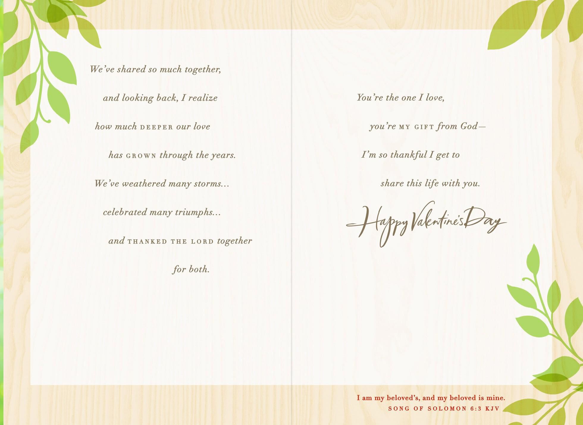 Heart On Green Leaves Valentine's Day Card for Husband