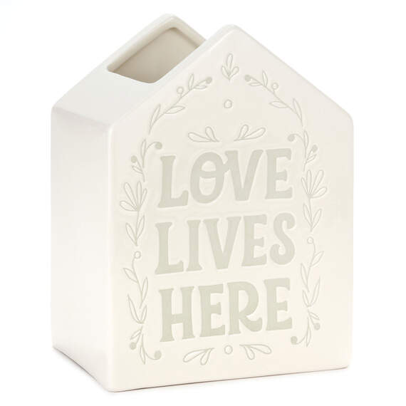 Love Lives Here House-Shaped Vase