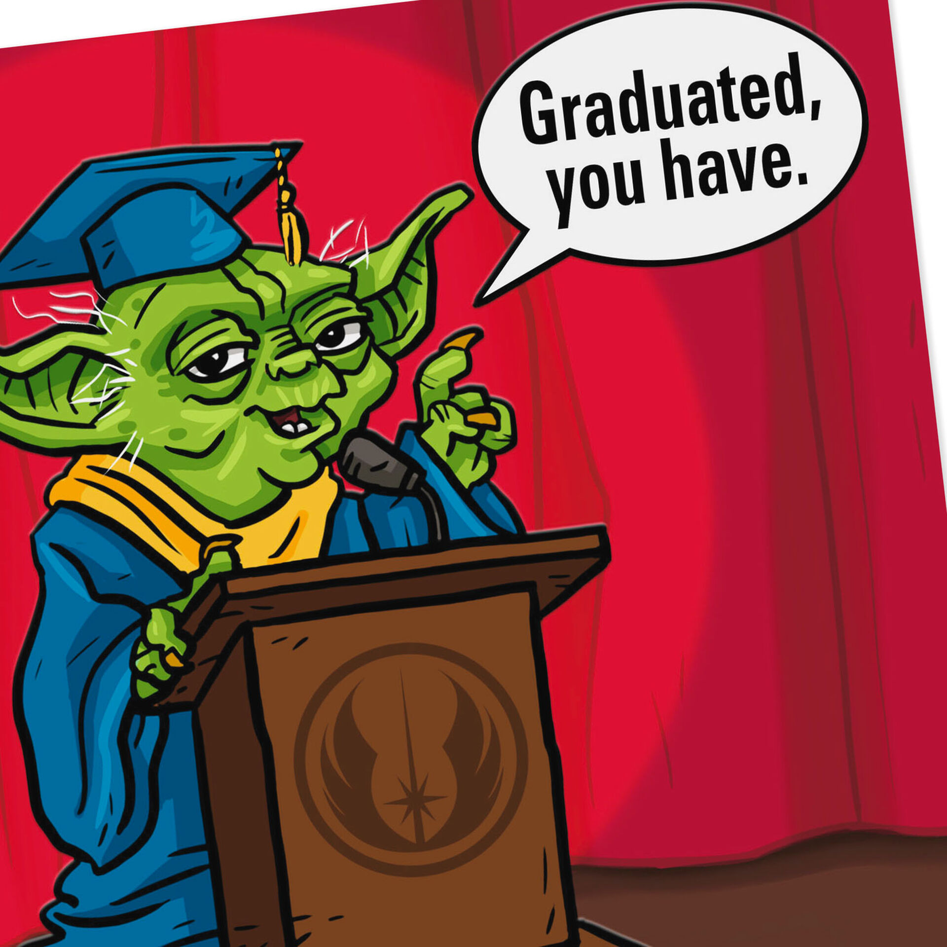Star Wars™ Yoda™ in Cap and Gown Graduation Card for Son Greeting