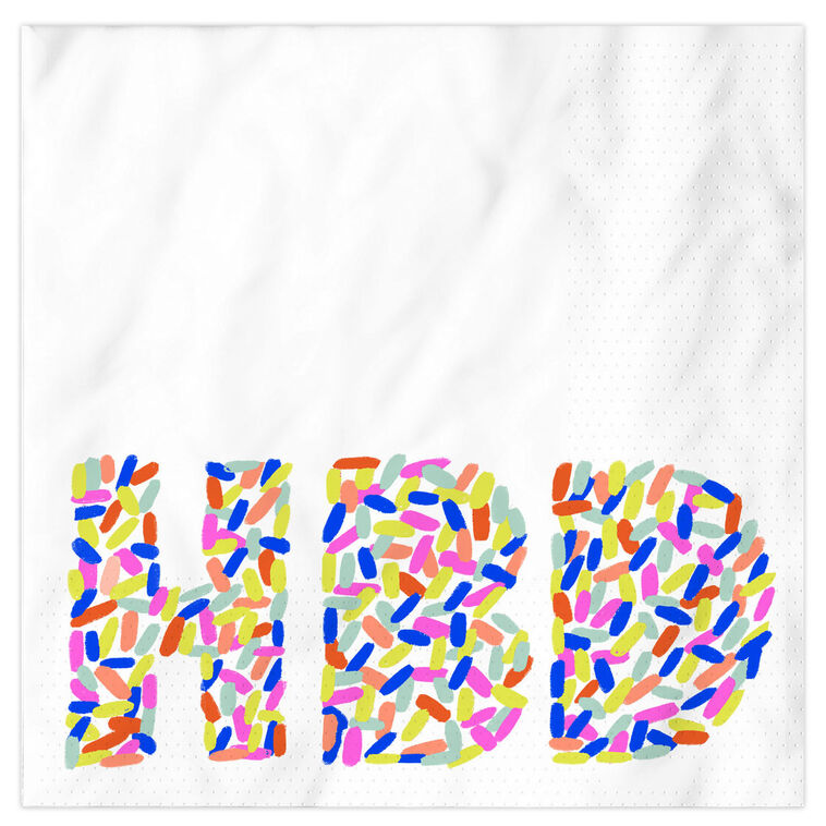 "HBD" Sprinkles Birthday Cocktail Napkins, Pack of 20