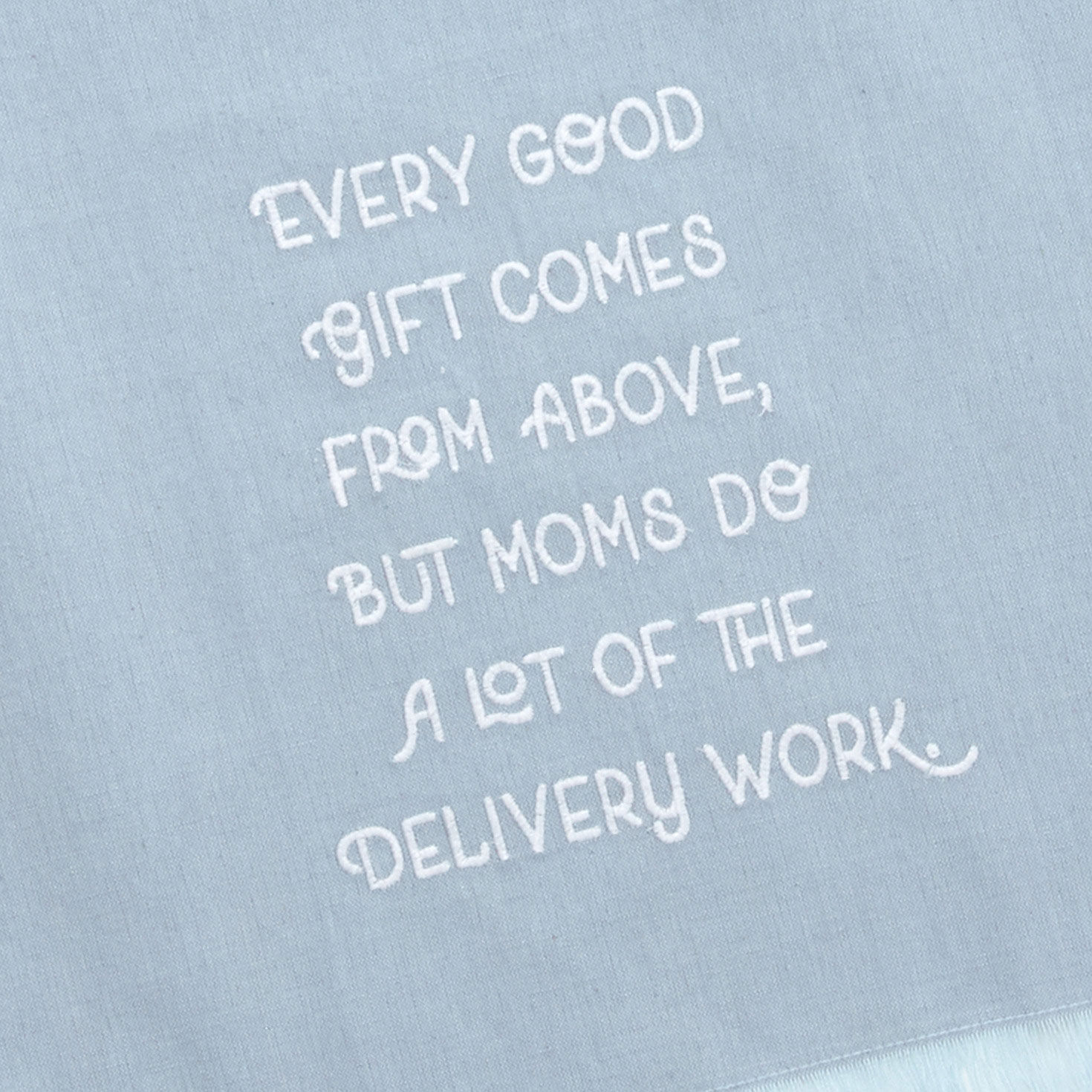 Mom Delivers Blue Fringed Tea Towel, 18x26, , large image number 4