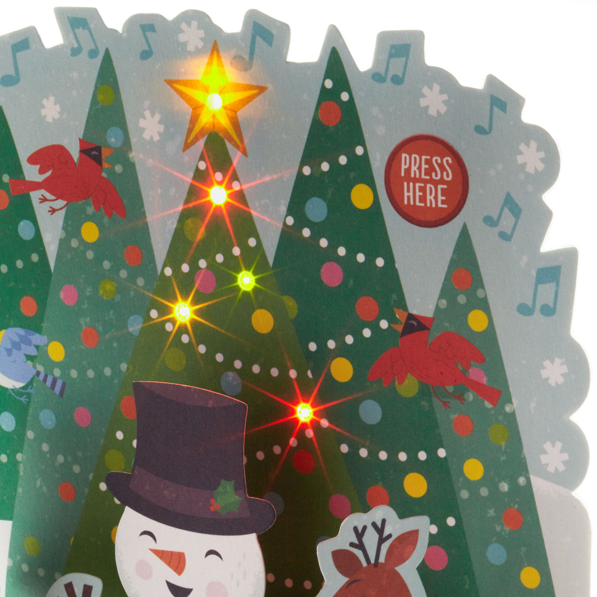Snowman and Woodland Animals Musical 3D Pop-Up Christmas Card With