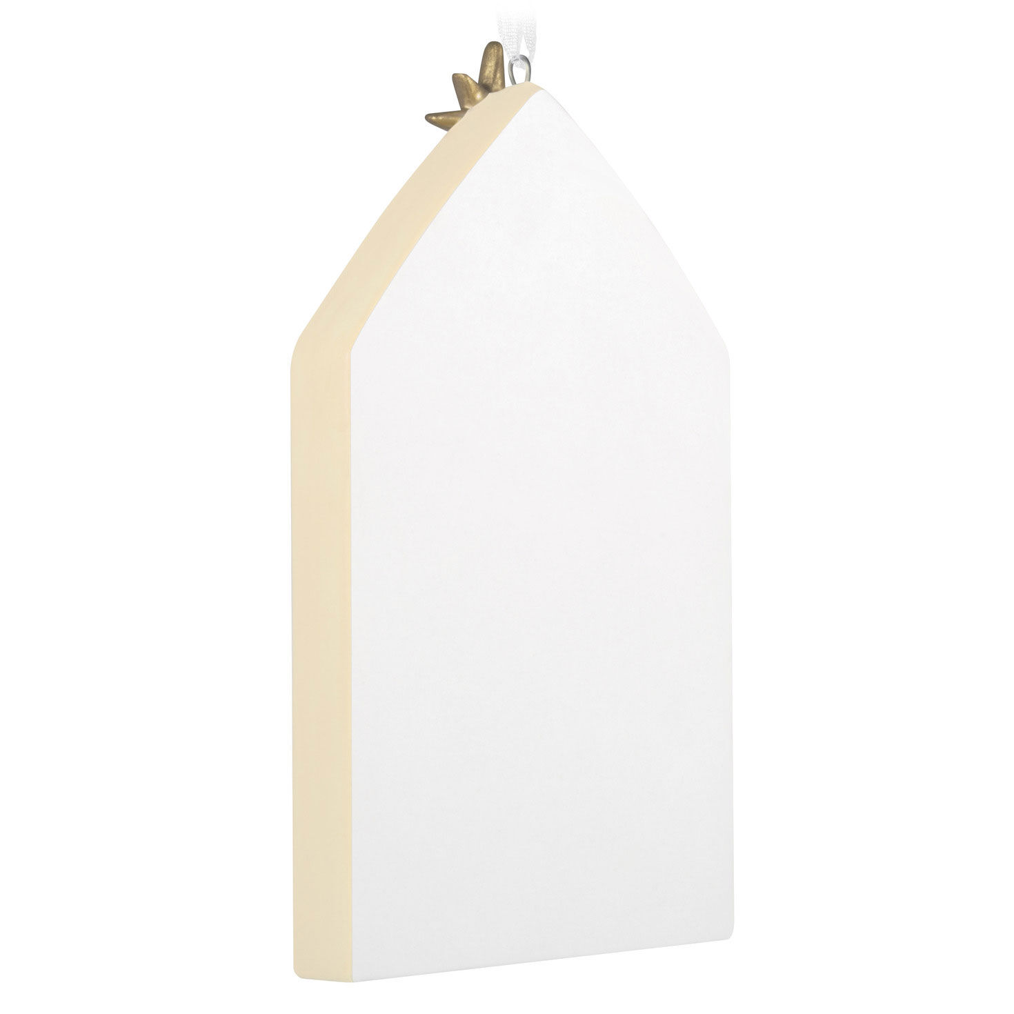 White and Gold Nativity Keepsake Ornament Back image number 6