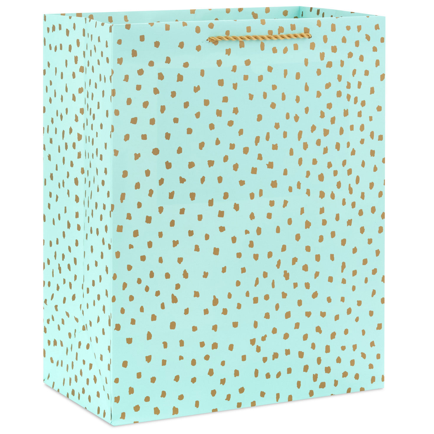 13" Gold Dots on Mint Gift Bag, , large