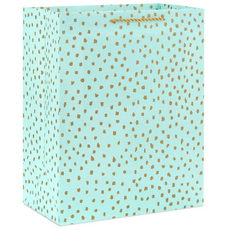 13" Gold Dots on Mint Gift Bag, , large