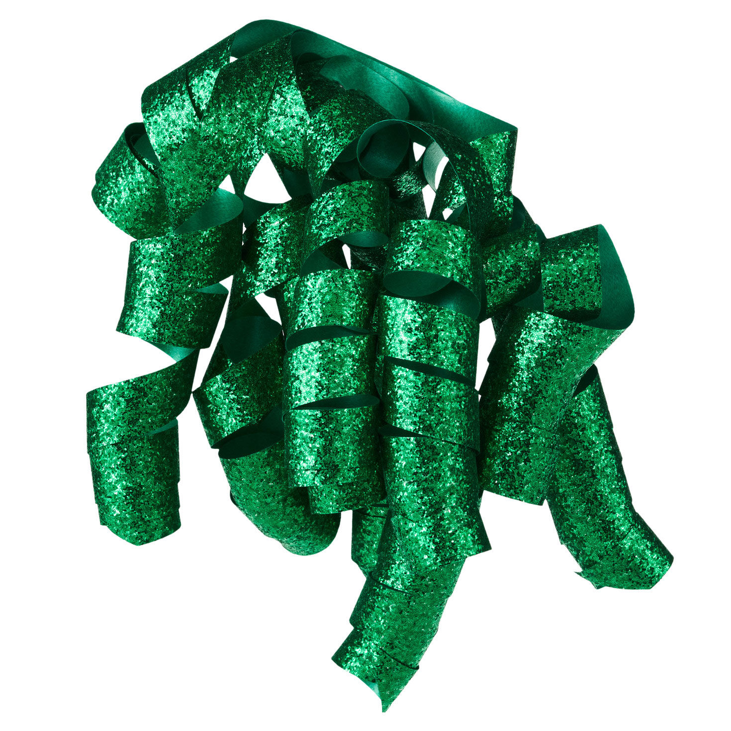 6.5" Sparkly Green Cascading Ribbon Christmas Gift Bow