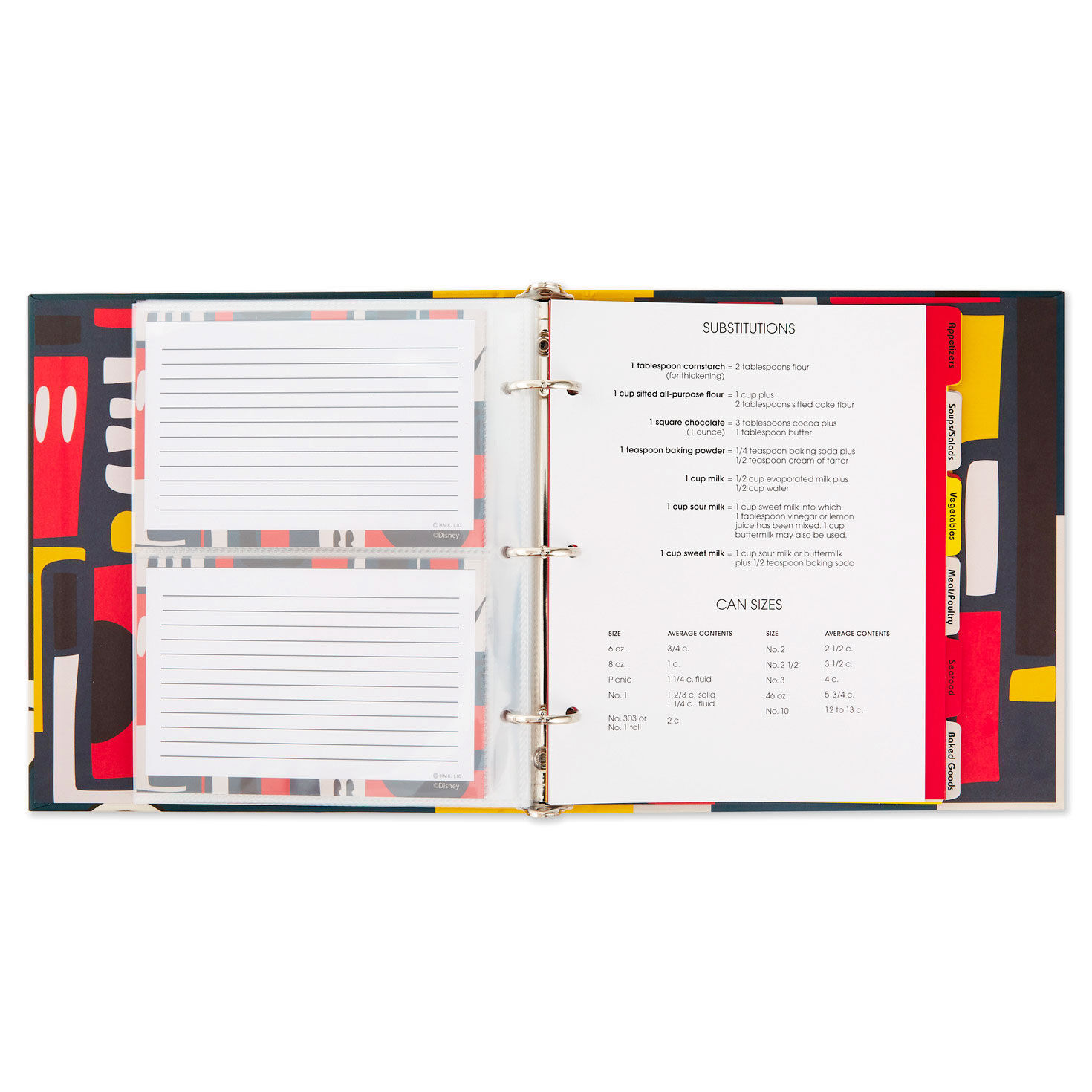 Disney Mickey Mouse Retro Pattern Recipe Organizer Book Recipe