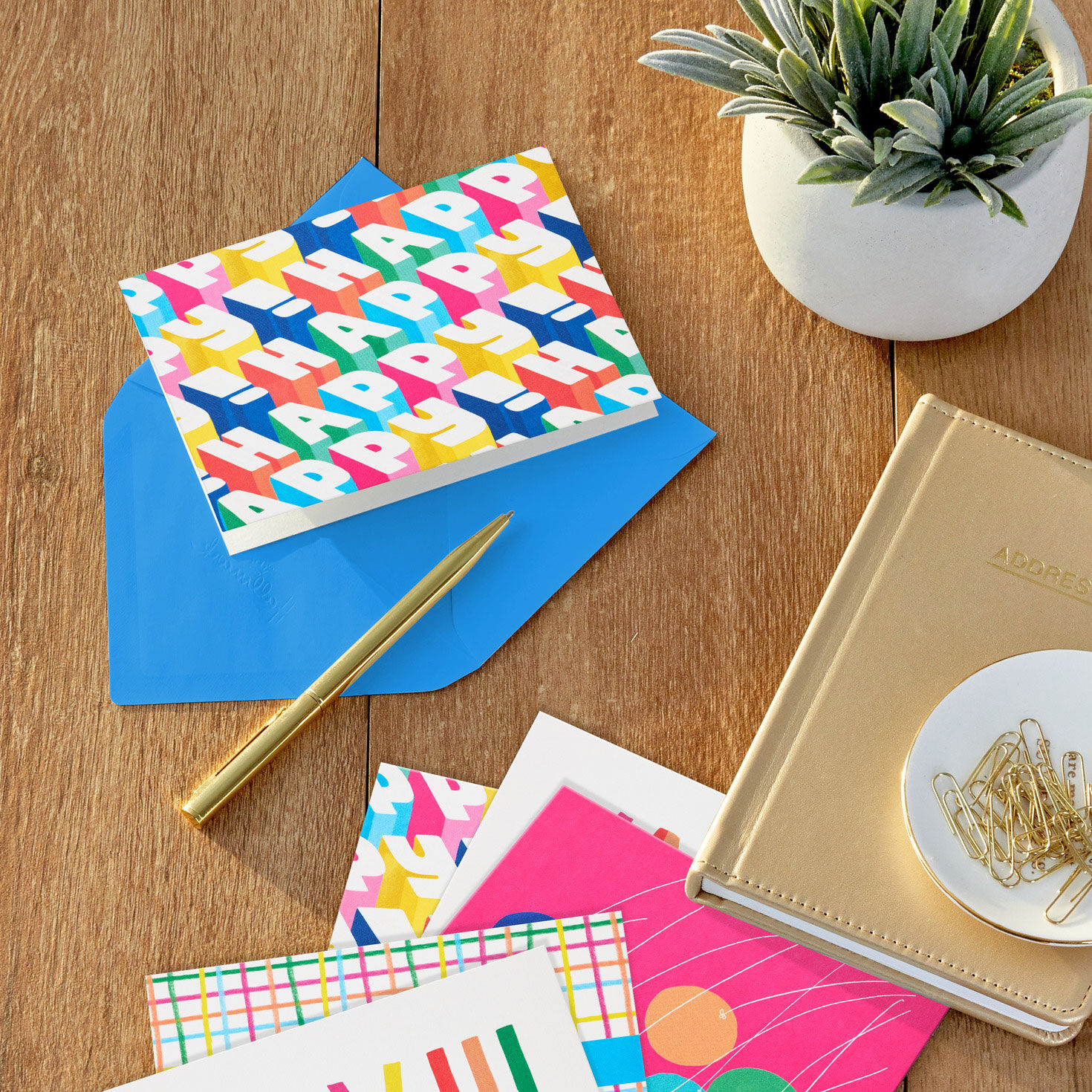 Blue and Pink Boxed Blank Note Cards Assortment in use image number 7