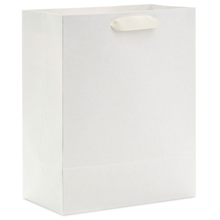 9.6" Solid White Medium Gift Bag, White, large image number 6