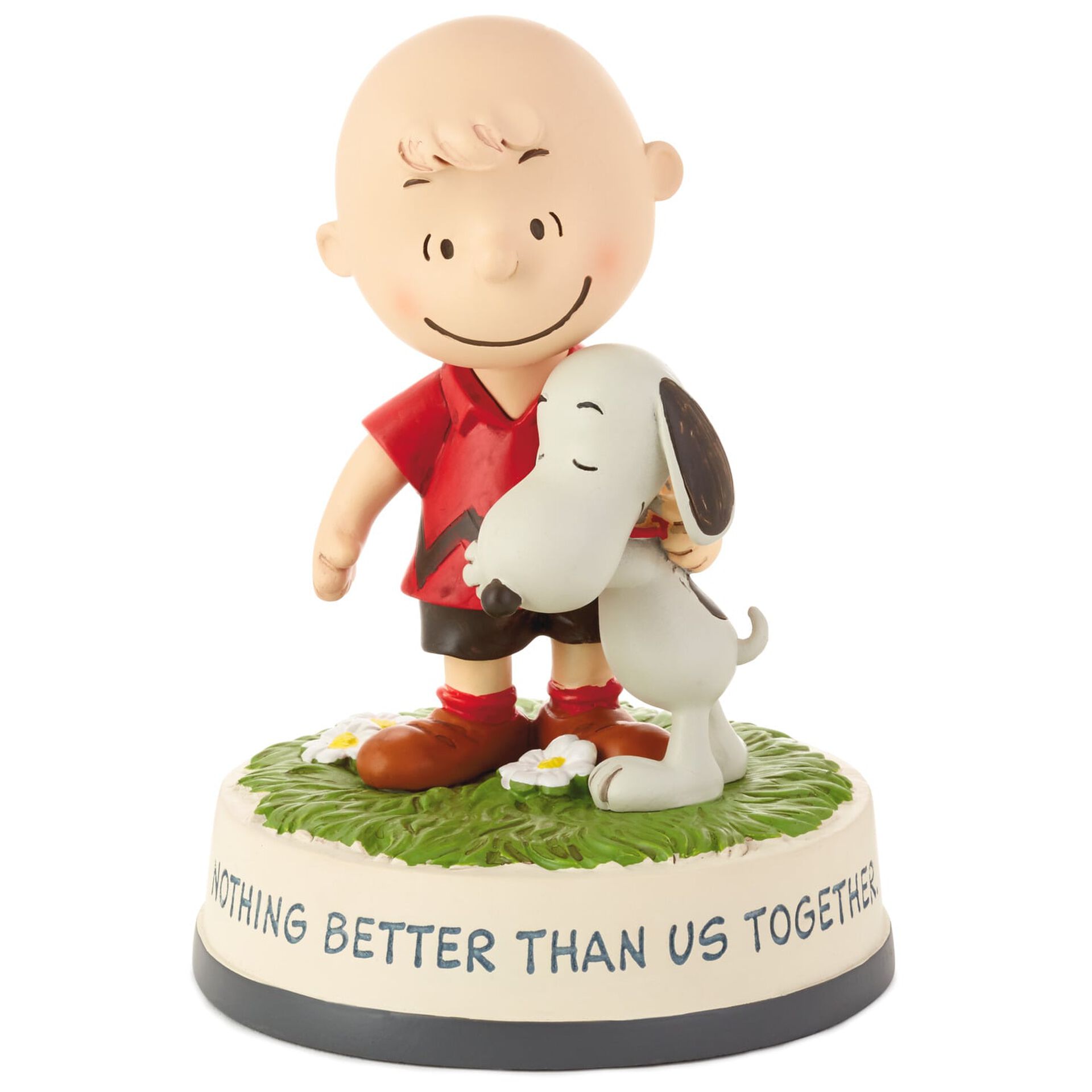 hallmark peanuts charlie brown and snoopy hugging stuffed animal