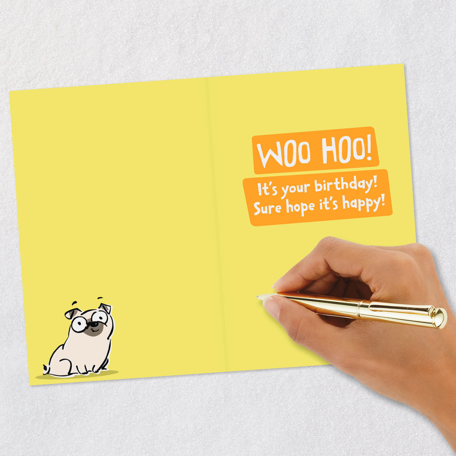 Pug Dog Knock Knock Joke Funny Birthday Card Signing card image number 6
