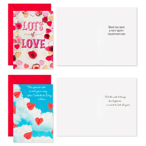 Charming Heart Designs Assorted Valentine's Day Cards, Pack of 8, 