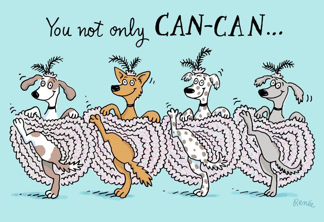 Can-Can Doggies Funny Congratulations Card