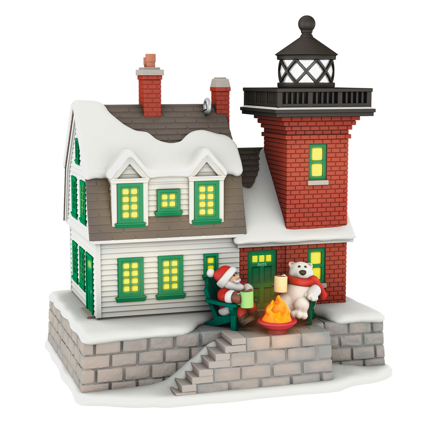 Holiday Lighthouse 2025 Ornament With Light