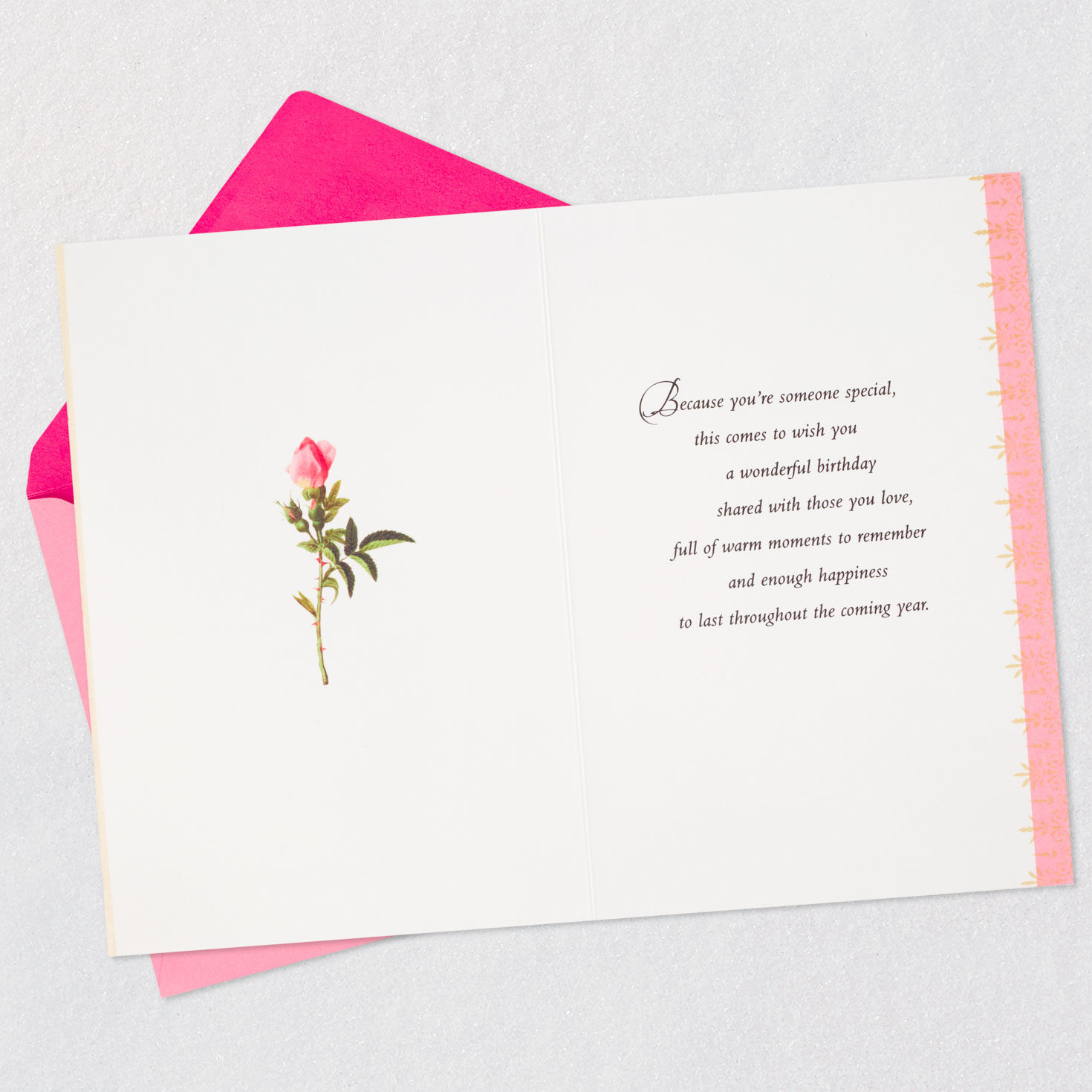 Vintage Flowers Birthday Card for Someone Special Open card with envelope image number 3