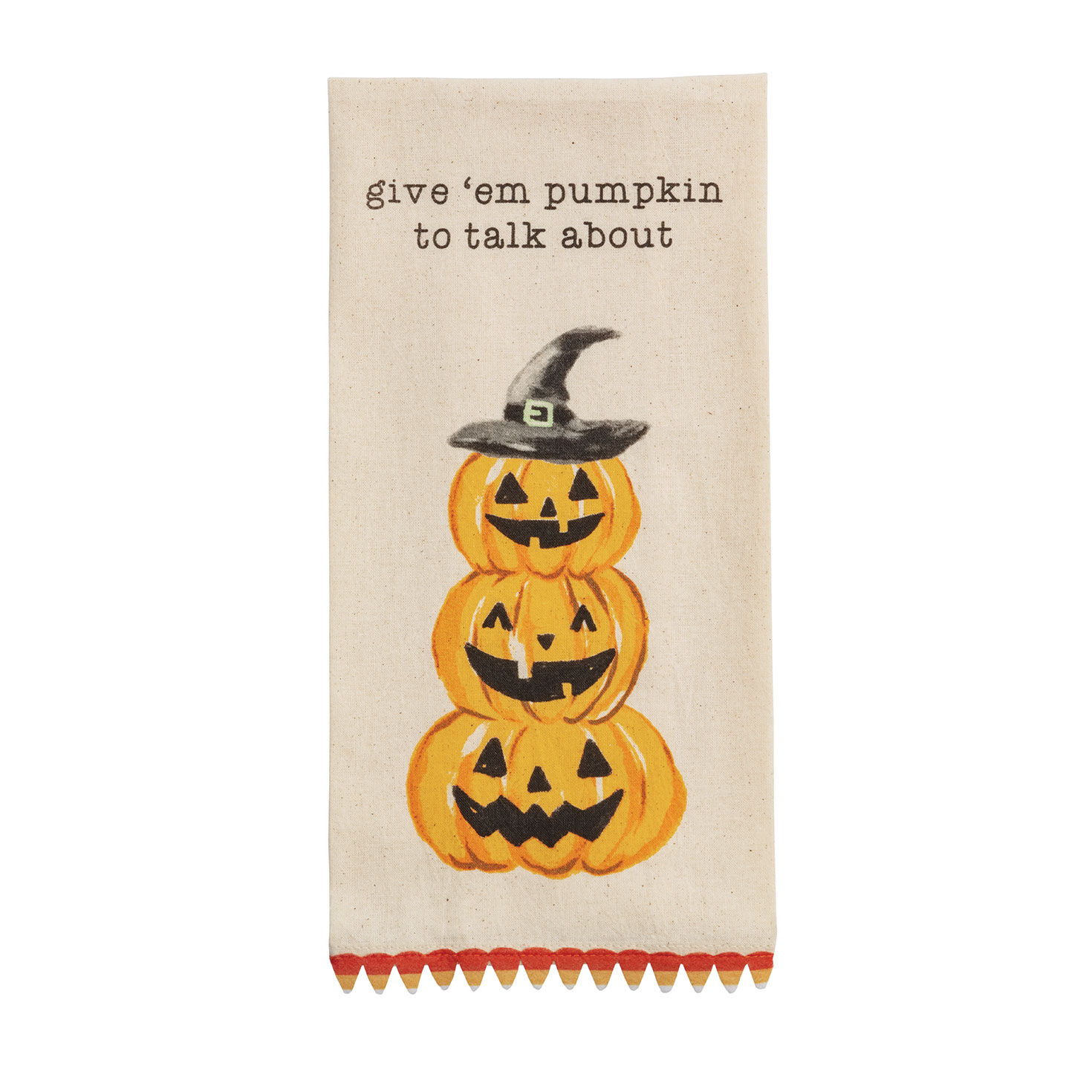 Mud Pie Pumpkin to Talk About Jack-o'-Lanterns Halloween Tea Towel for only USD 14.99 | Hallmark