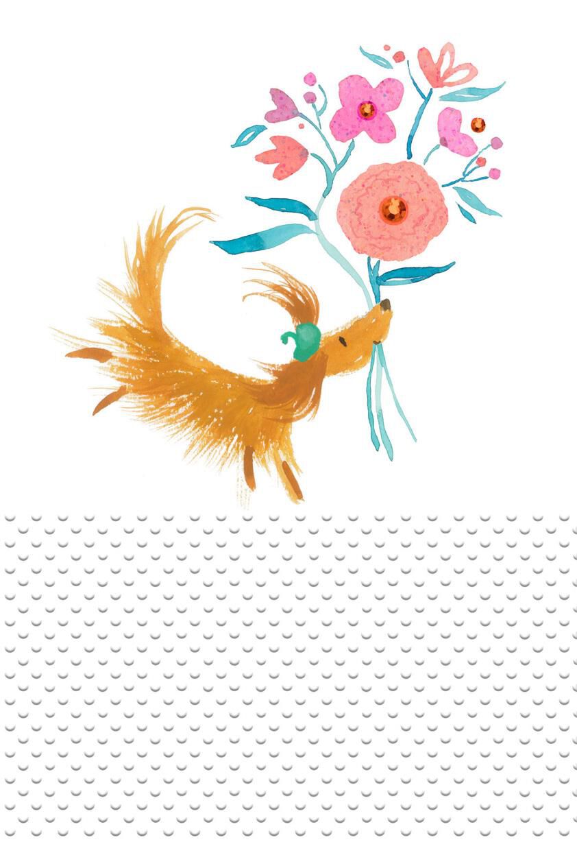 Dog With Flowers Thank You Card