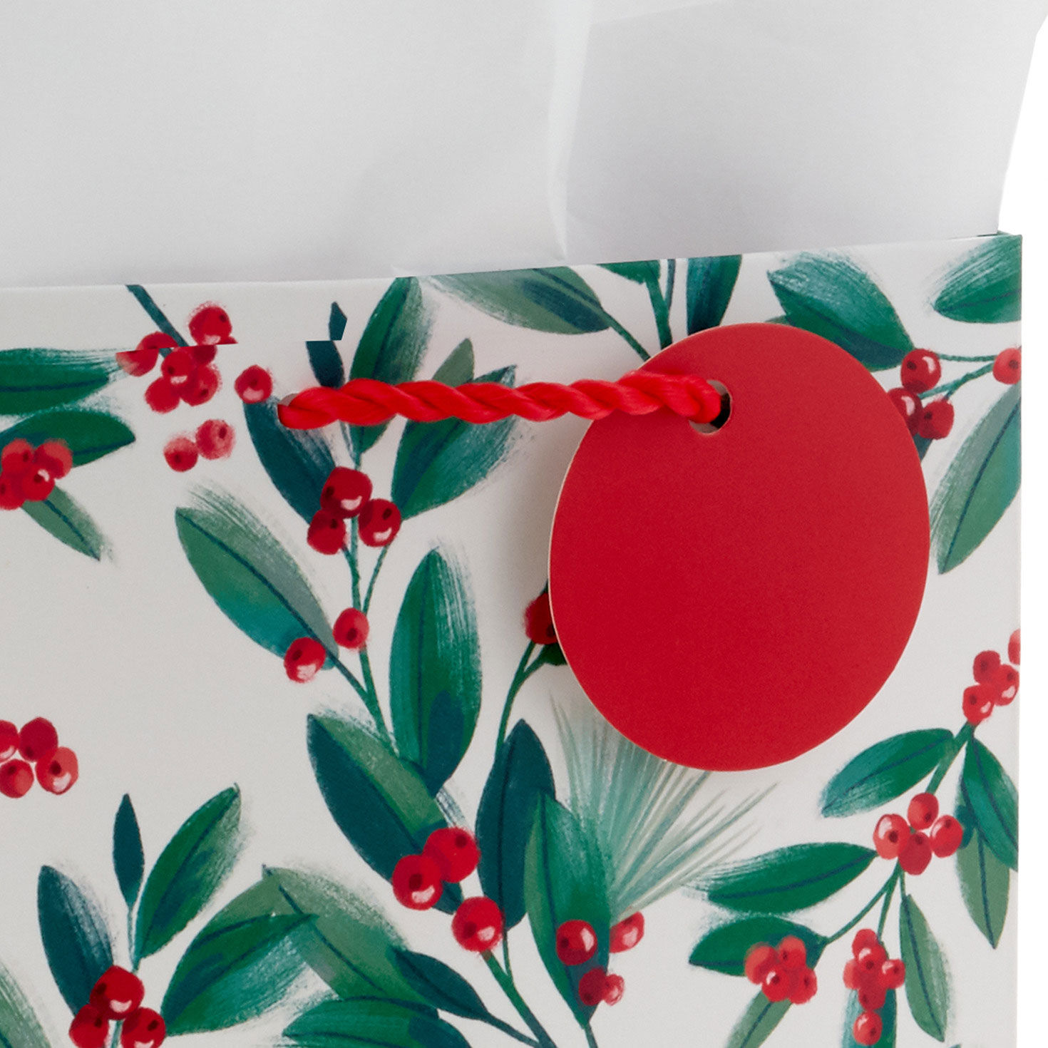 6.5" Winter Greenery Small Christmas Gift Bag With Tissue Paper, , large image number 4