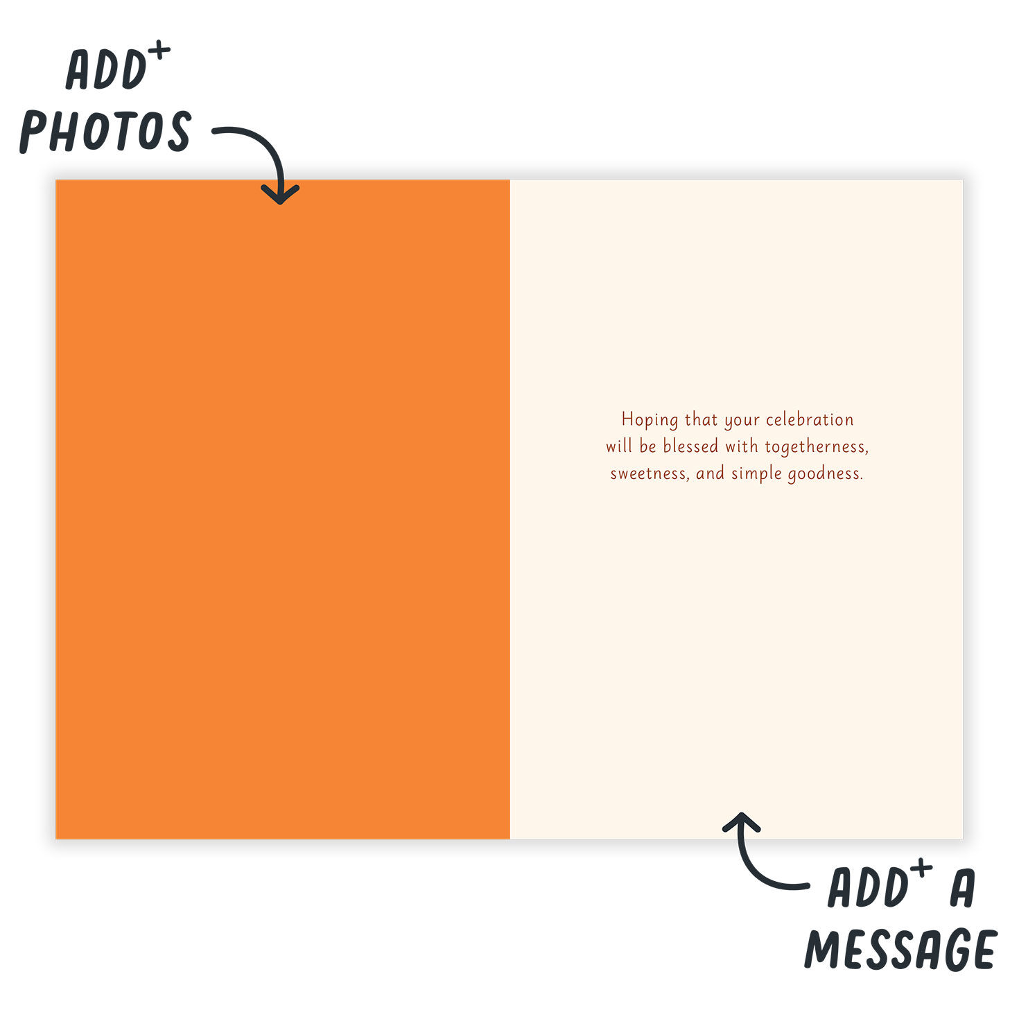 Fall Leaves Wreath Personalized Thanksgiving Card Open Card indicating personalization image number 3