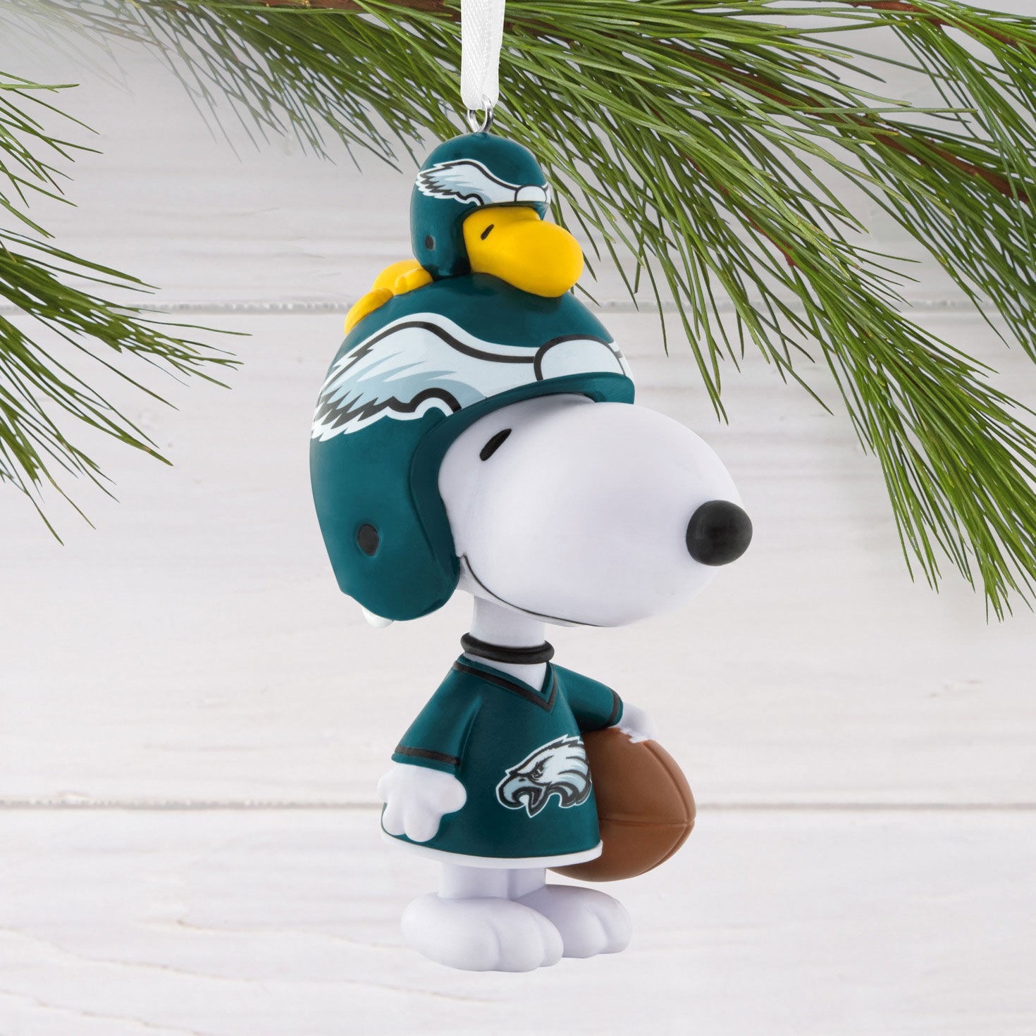 Snoopy Philadelphia Eagles Christmas Ornament hanging on tree image number 2