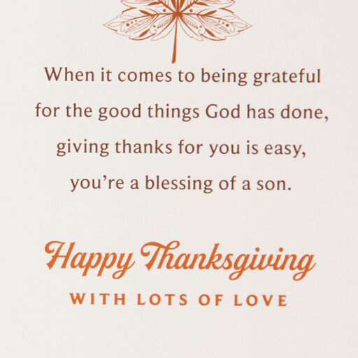 Thanking God for You Religious Thanksgiving Card for Son, 