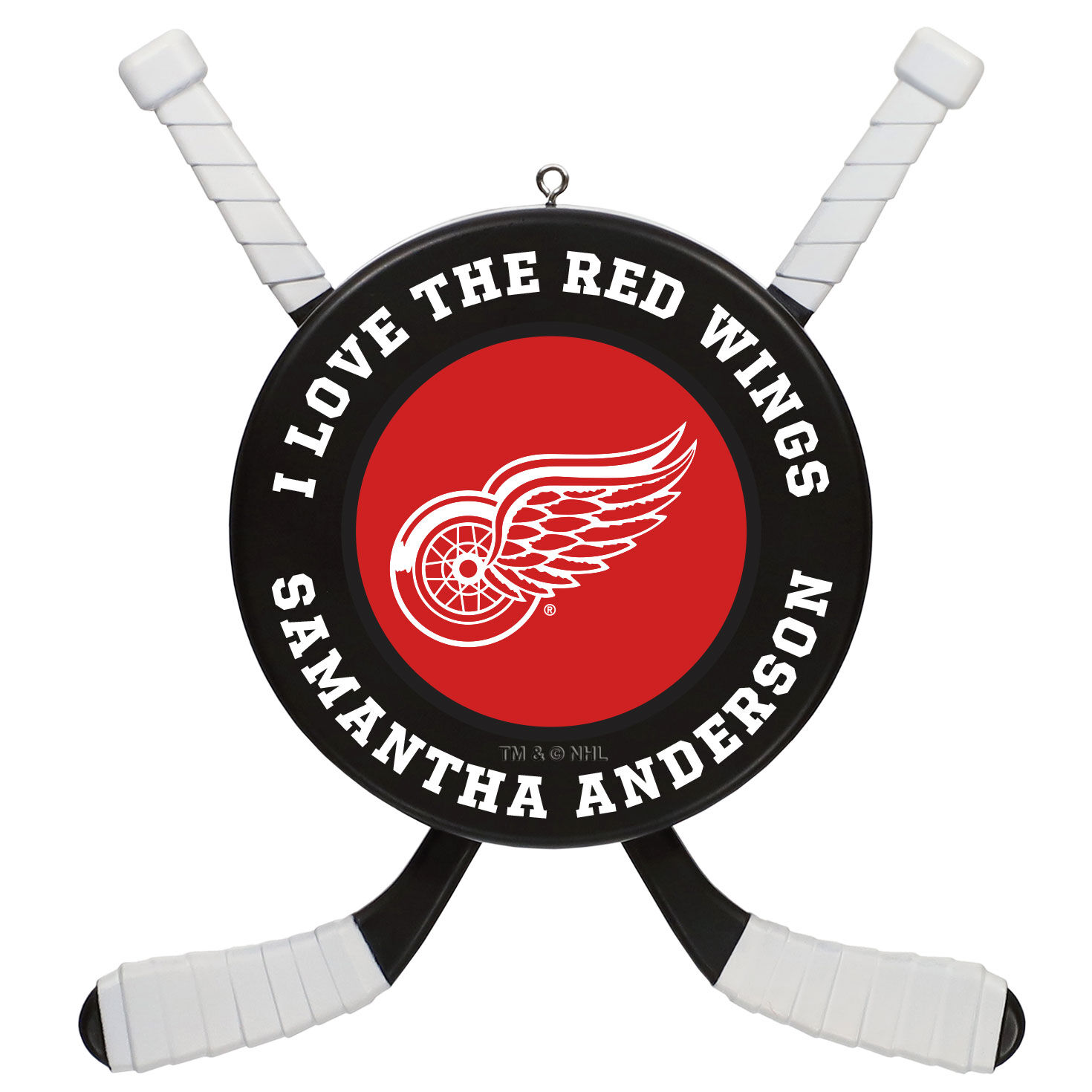NHL Detroit Red Wings® Hockey Personalized Ornament, Custom Text