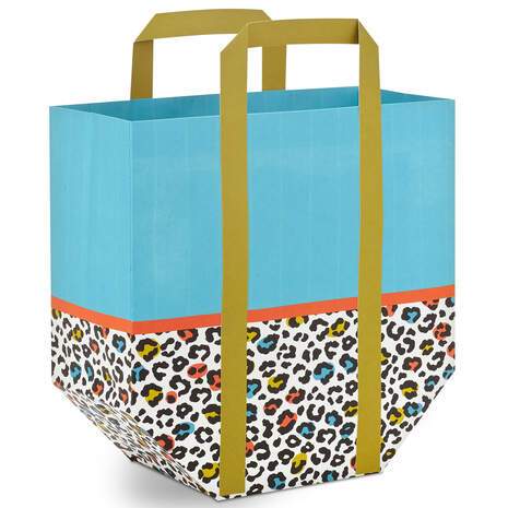 10.4" Satchel-Style Large Gift Bag With Leopard Print, , large
