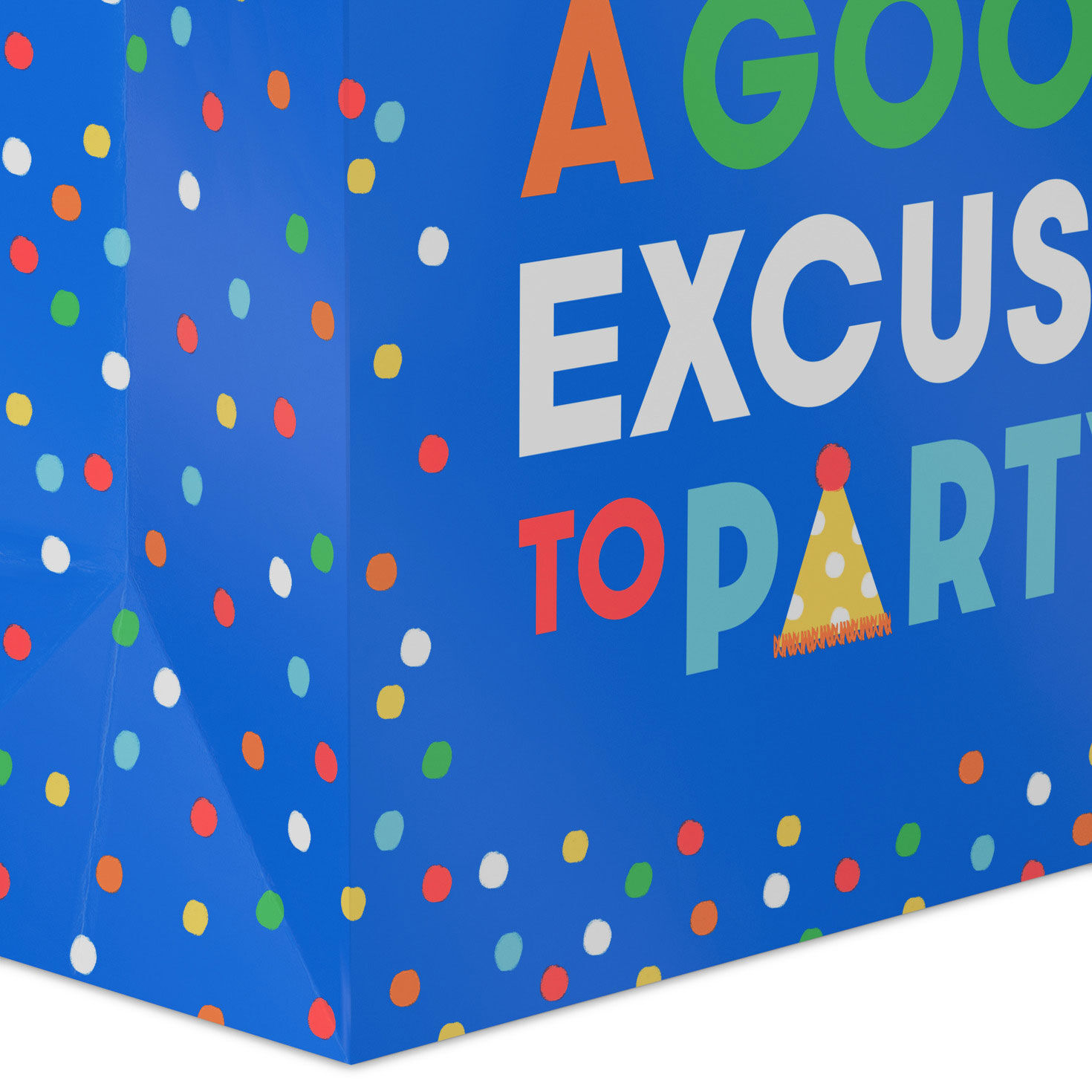 Colorful Lettering on Blue Large Gift Bag Base/Side Detail image number 5