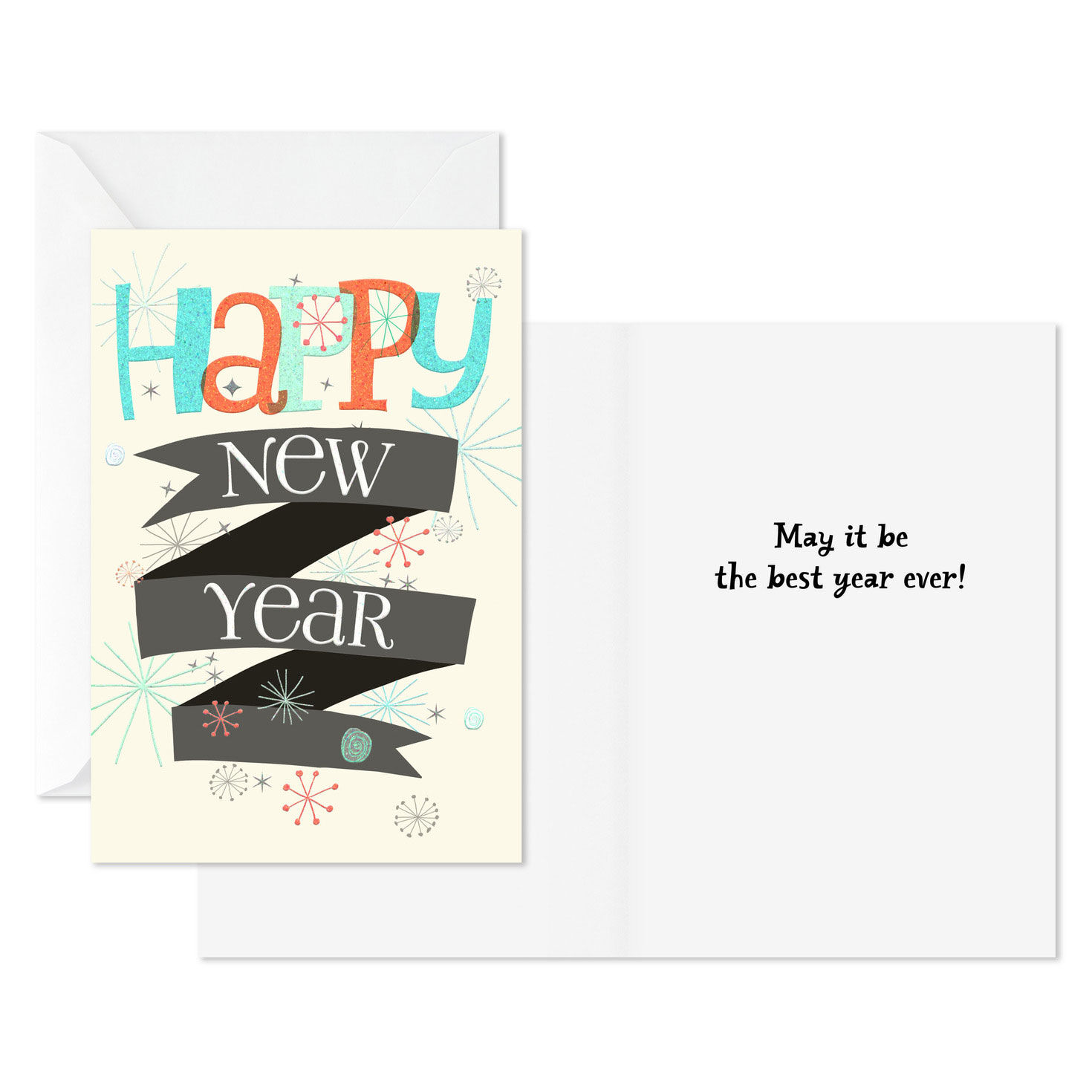 Colorful Cheerful Banner New Year Card Pack Card Front with Sentiment image number 2