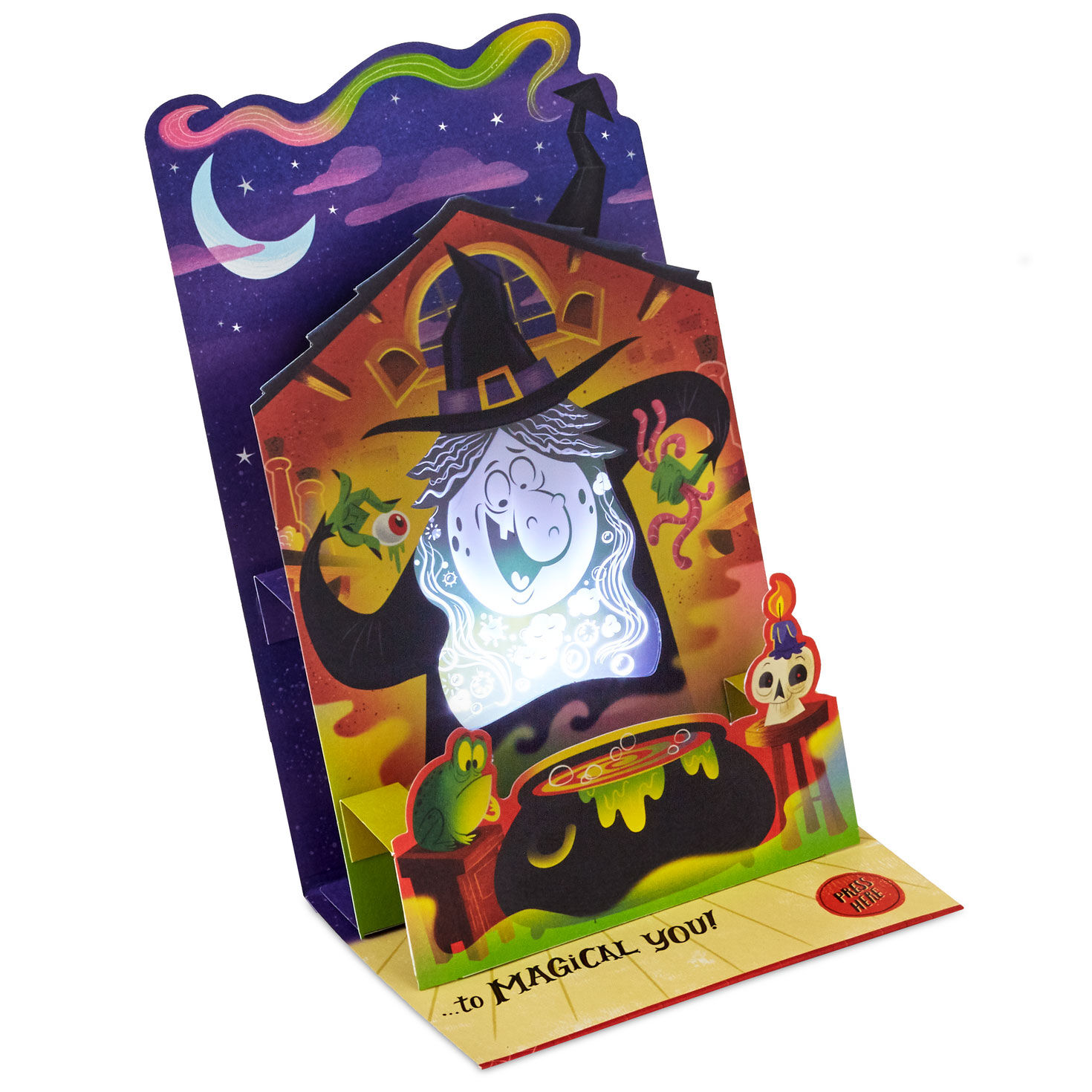 Cackling Witch Funny Pop-Up Halloween Card With Sound and Light