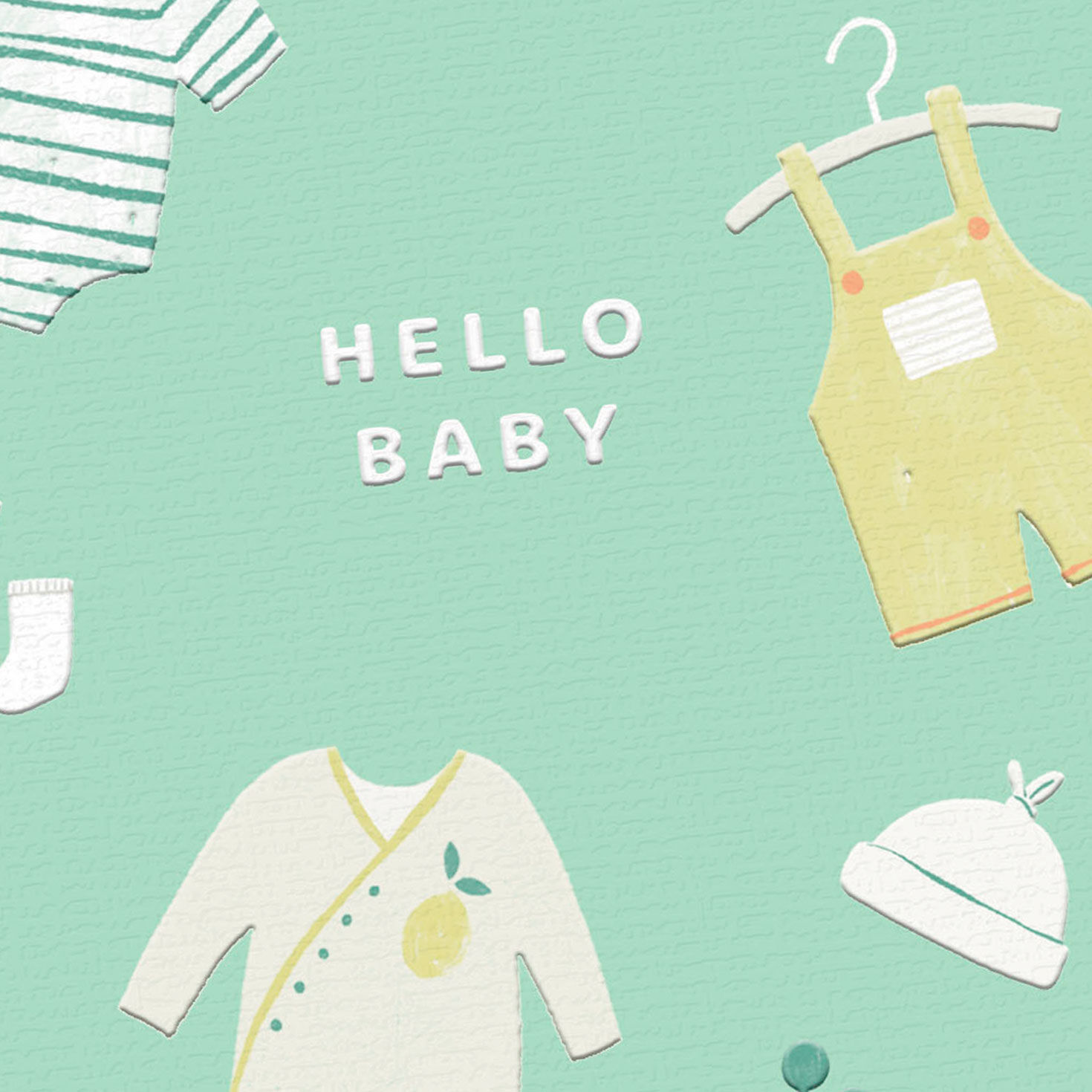 Mint Green Baby Clothes Blank New Baby Shower Card Card Front Detail image number 3
