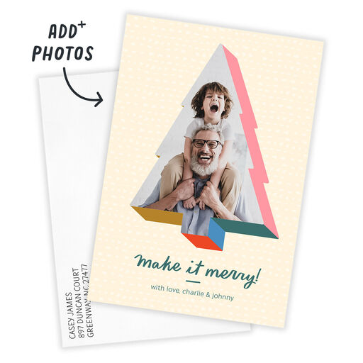 Fun Tree Frame Flat Christmas Photo Card, 