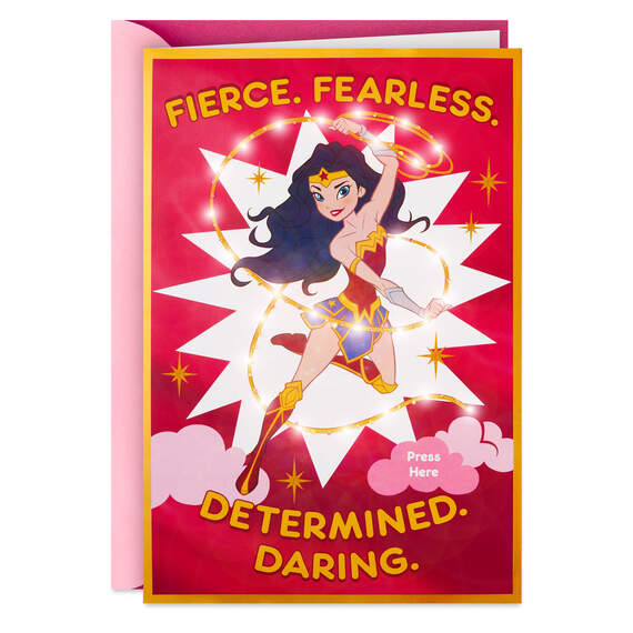 DC™ Wonder Woman™ Fierce Musical Birthday Card With Light, , large image number 1