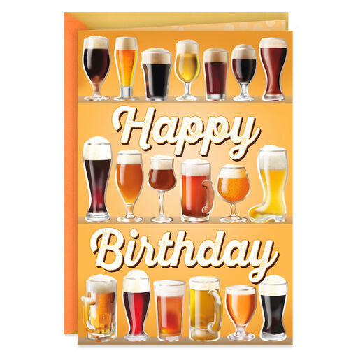 Beer Glasses Every Shade of Happy Musical Birthday Card, 