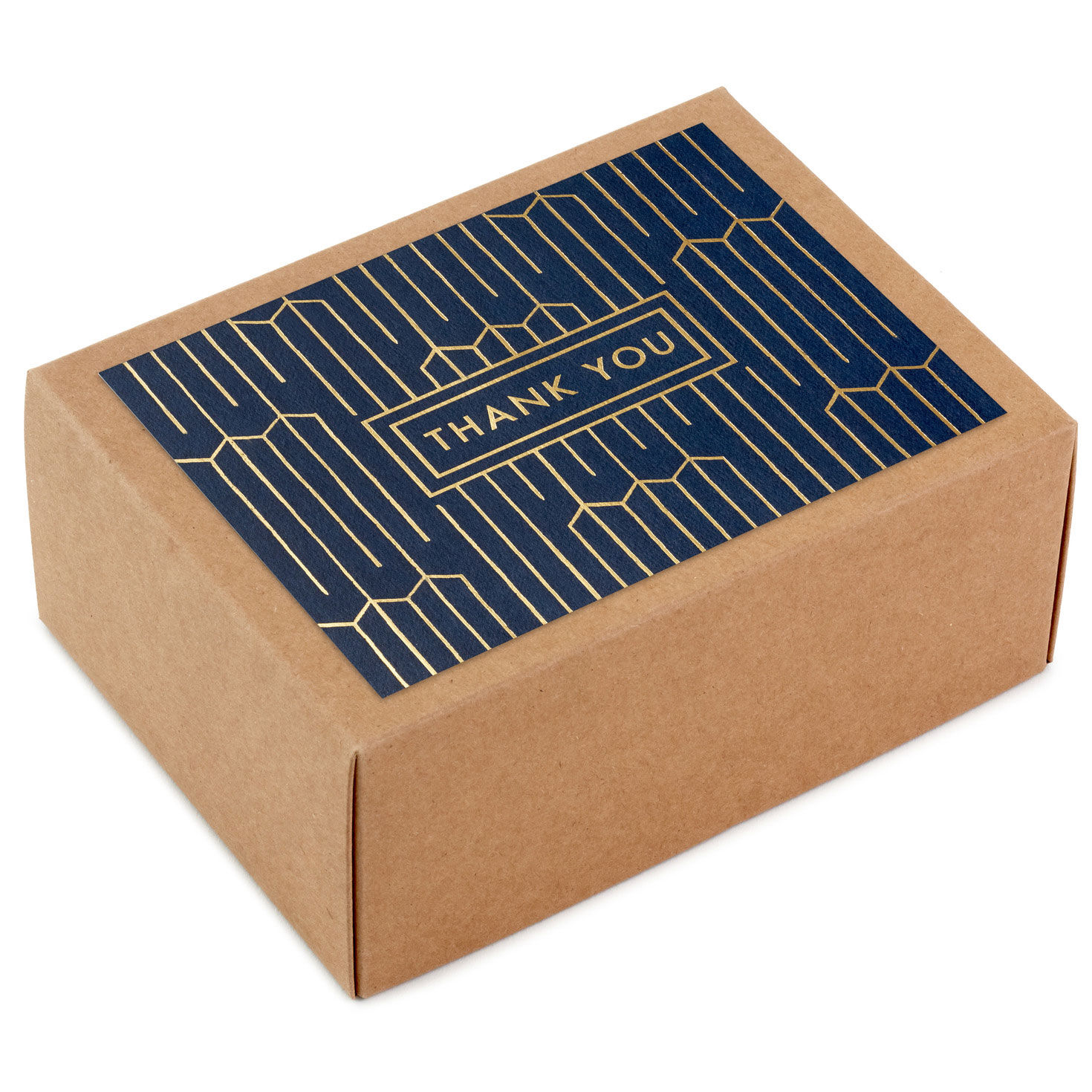 Gold Lines on Navy Boxed Thank-You Notes, Pack of 40