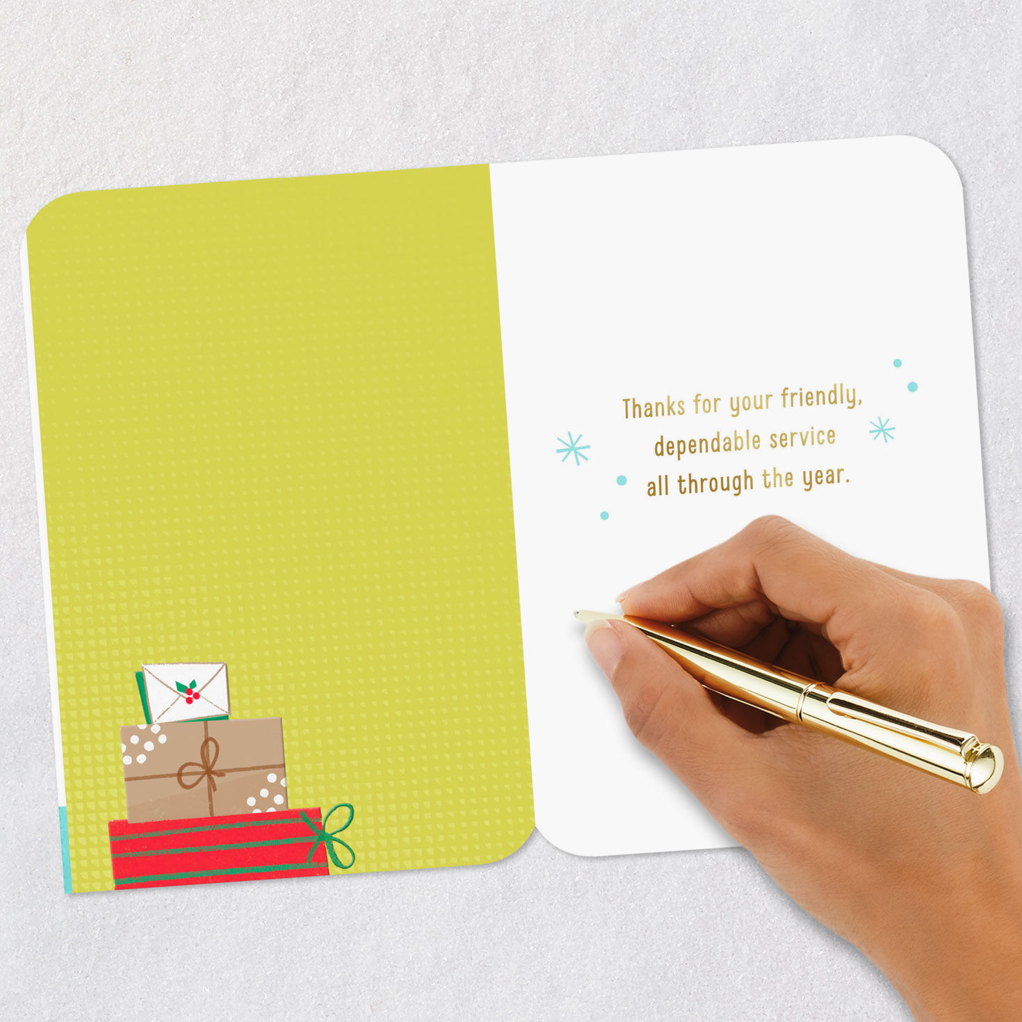 Santa Driving Delivery Truck Christmas Card for Mail Carrier Signing card image number 6