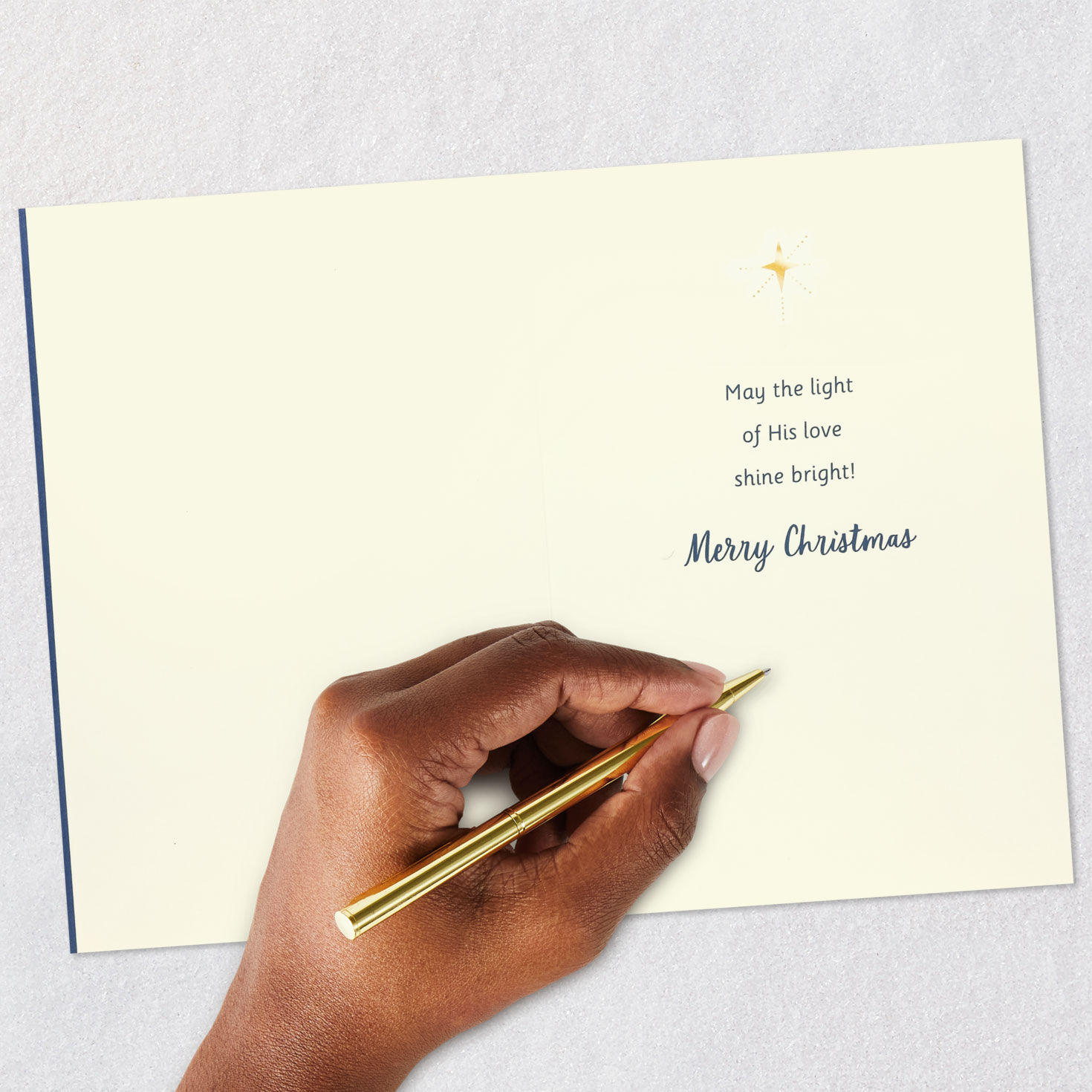 Gold Nativity Ornament Religious Christmas Card Signing card image number 7