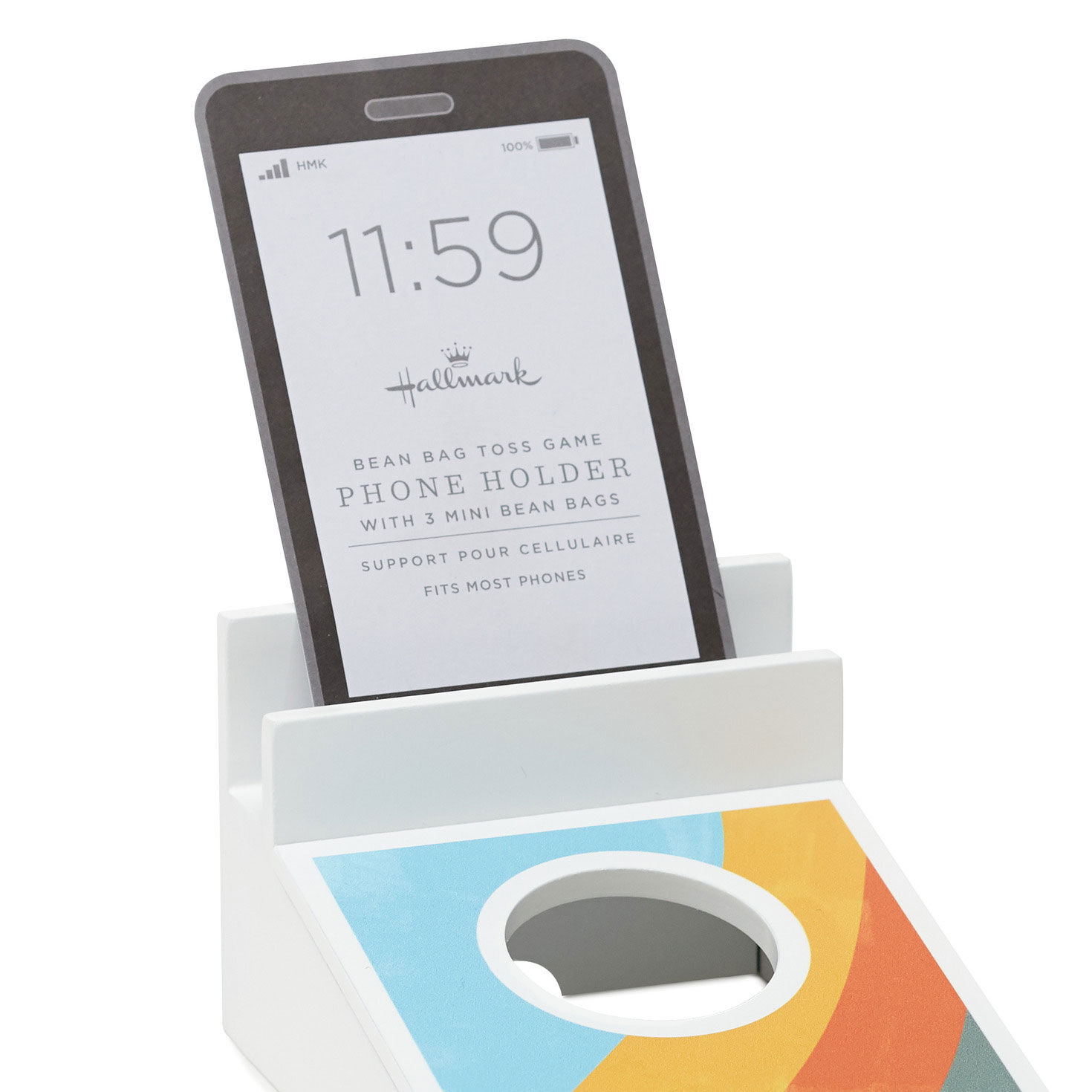 Cornhole Tabletop Game and Phone Holder closeup view image number 6