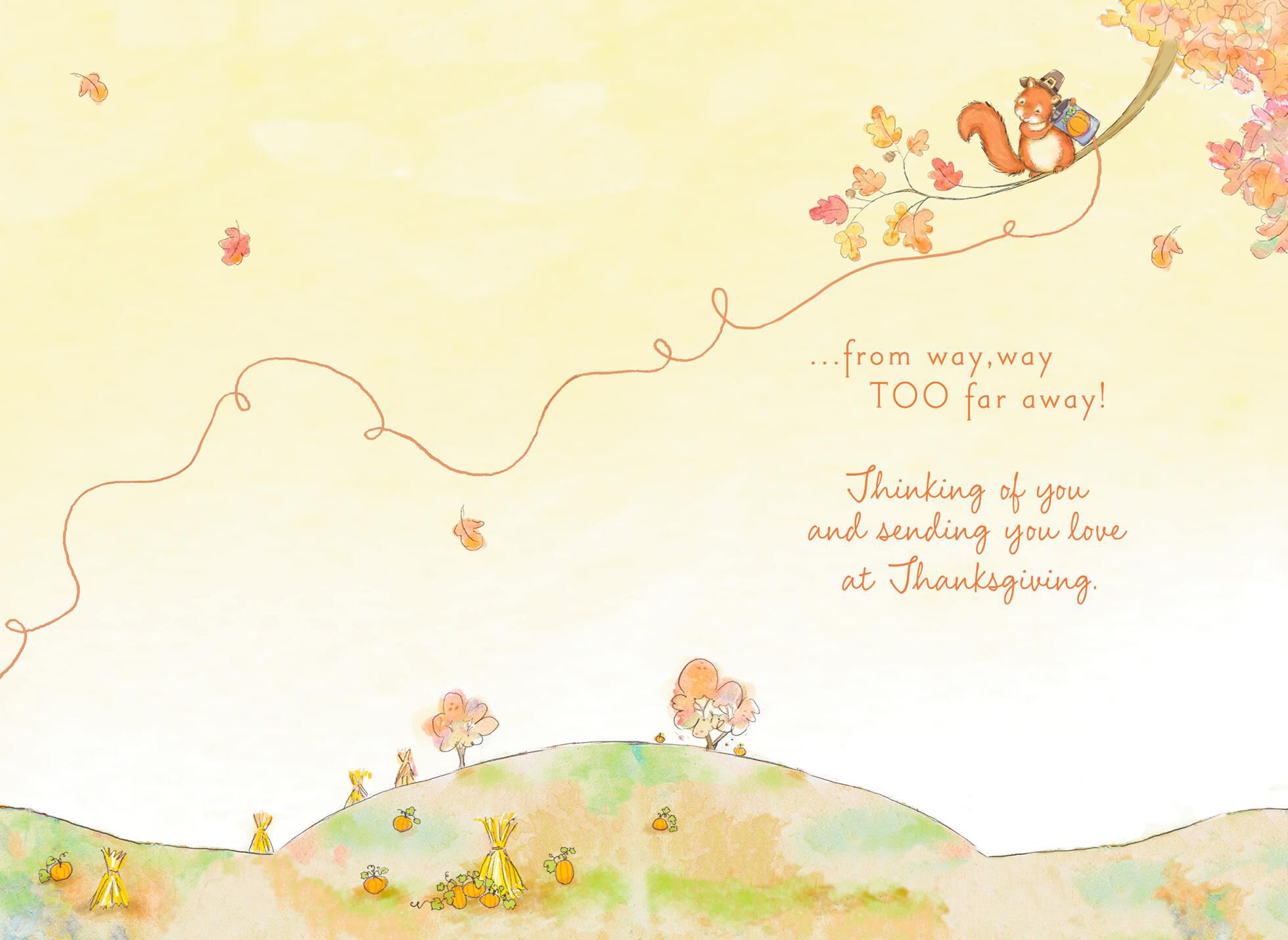 Cute Squirrel Long-Distance Hello Thanksgiving Card